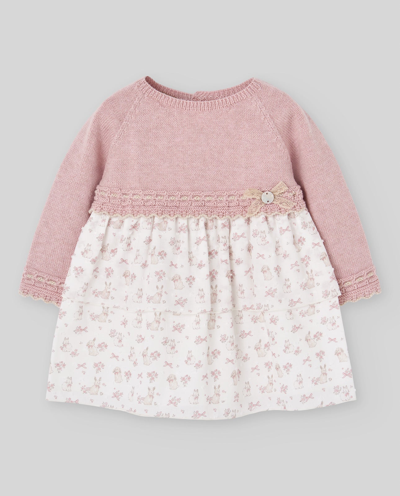 Vestido combinado e tapa fralda rosa da Paz Rodriguez "Val"