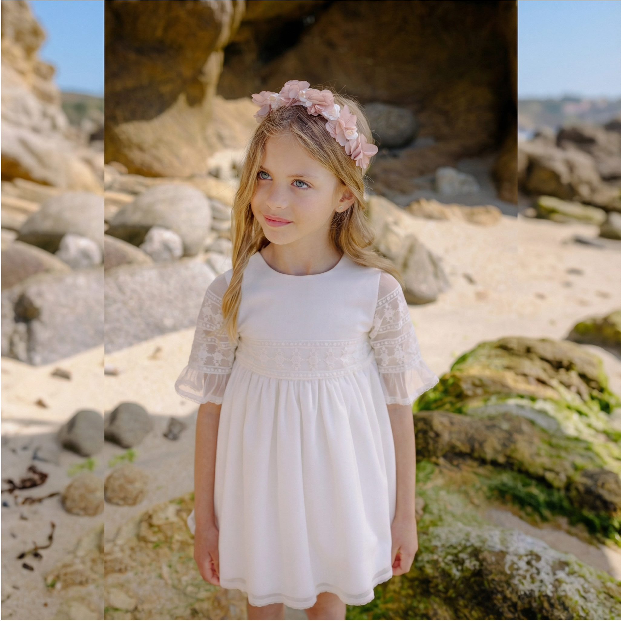 Vestido de cerimonia em tom pérola da Paz Rodriguez "Cerimónia"