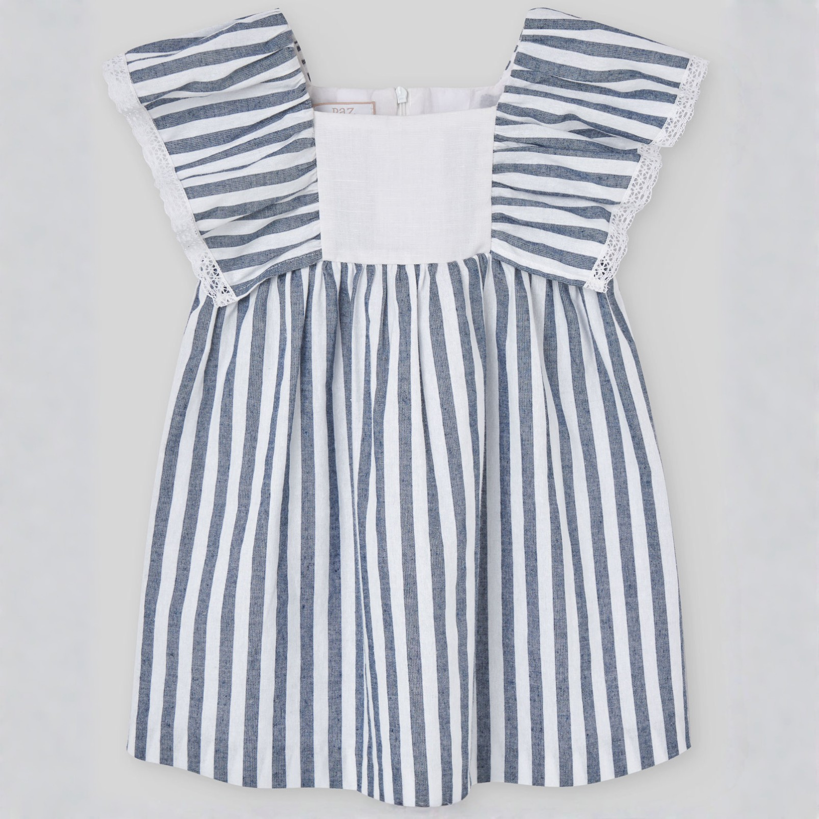 Vestido riscas azul marinho e branco da Paz Rodriguez "Eslora"