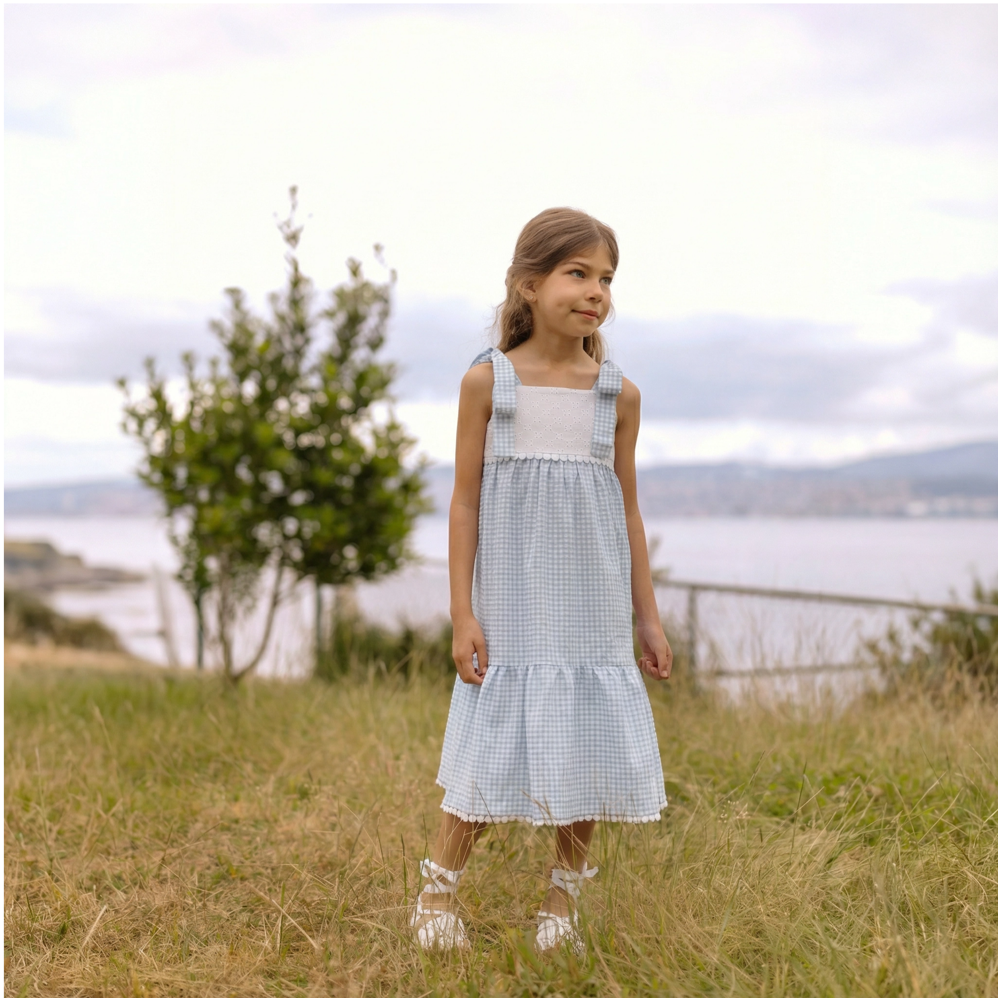 Vestido vichy azul da Paz Rodriguez "Anade"