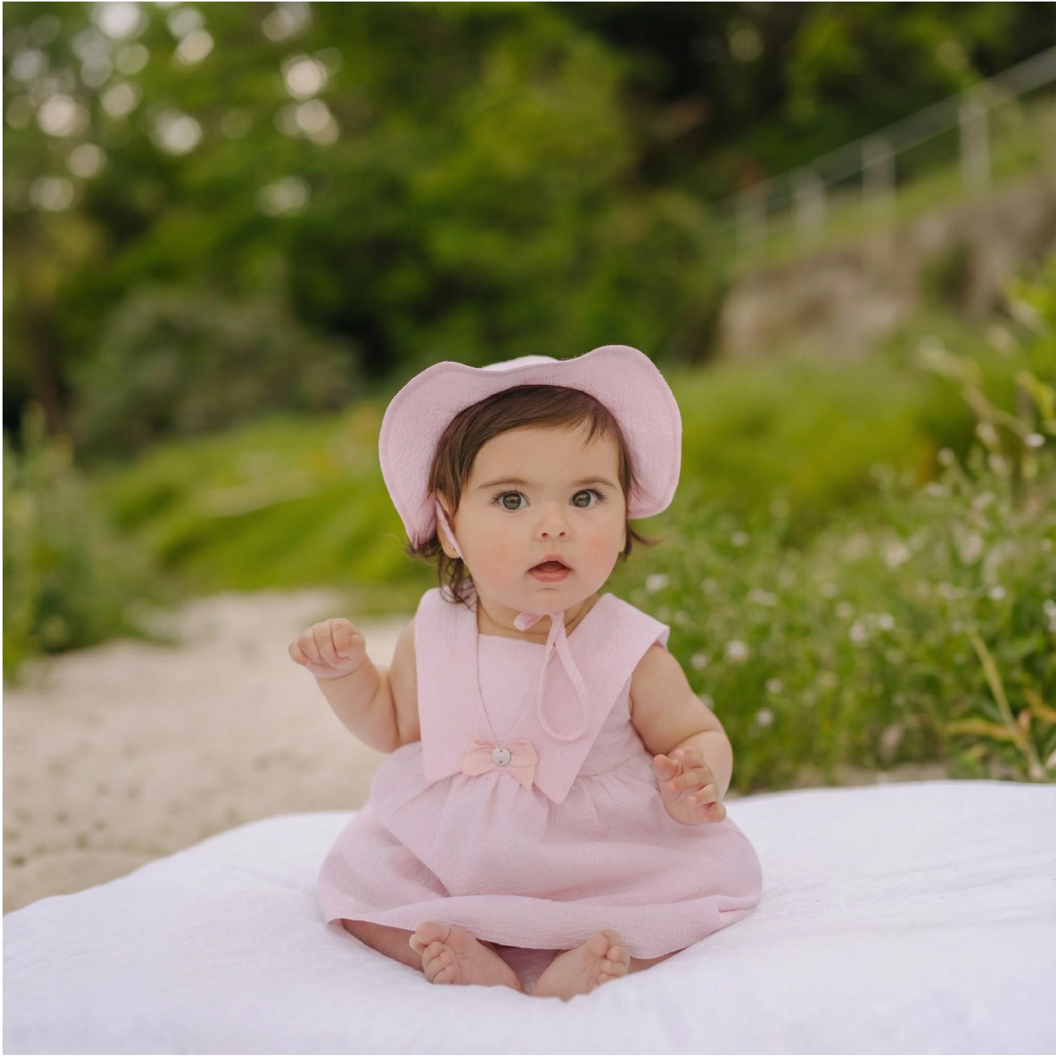 Vestido rosa e tapa fralda da Paz Rodriguez "Candy"