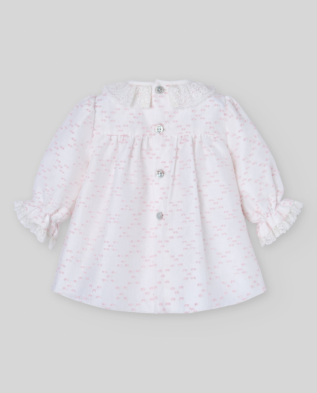 Vestido e tapa fralda com estampado rosa da Paz Rodriguez "Nai"