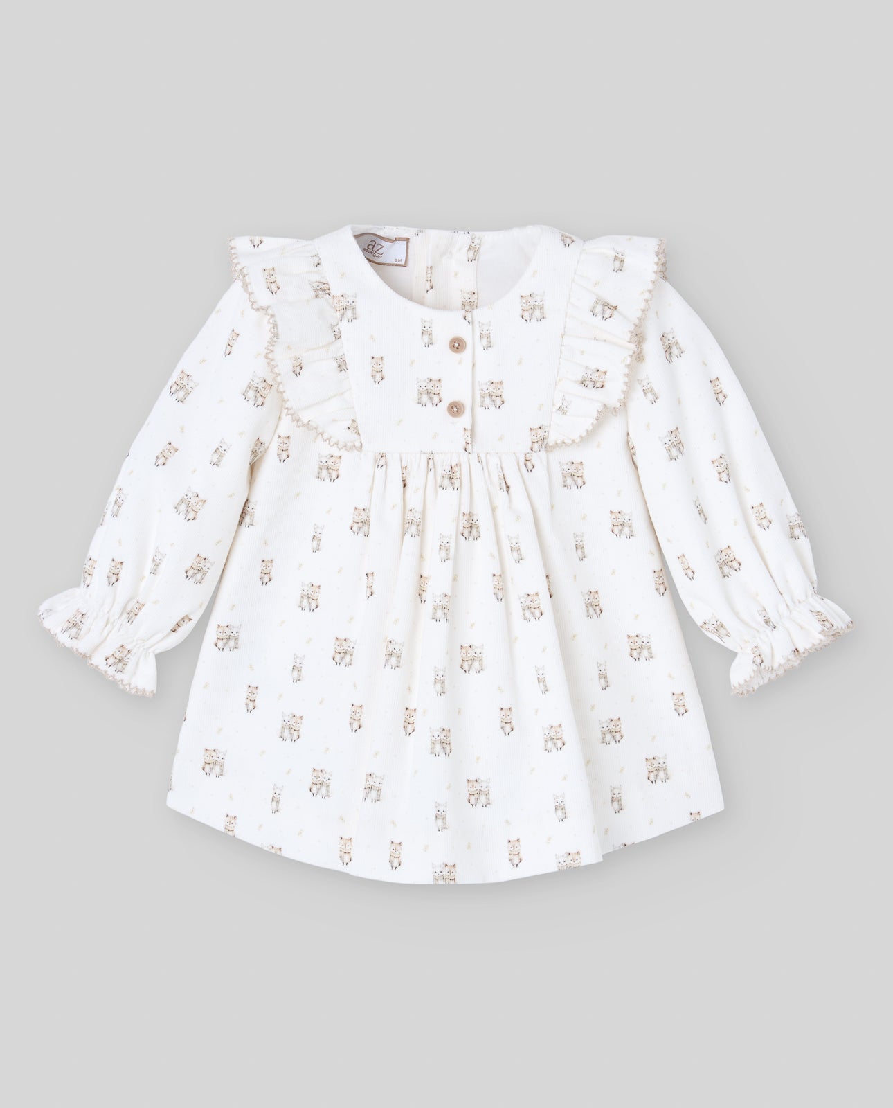 Vestido e tapa fralda estampado bege da Paz Rodriguez "Mel"