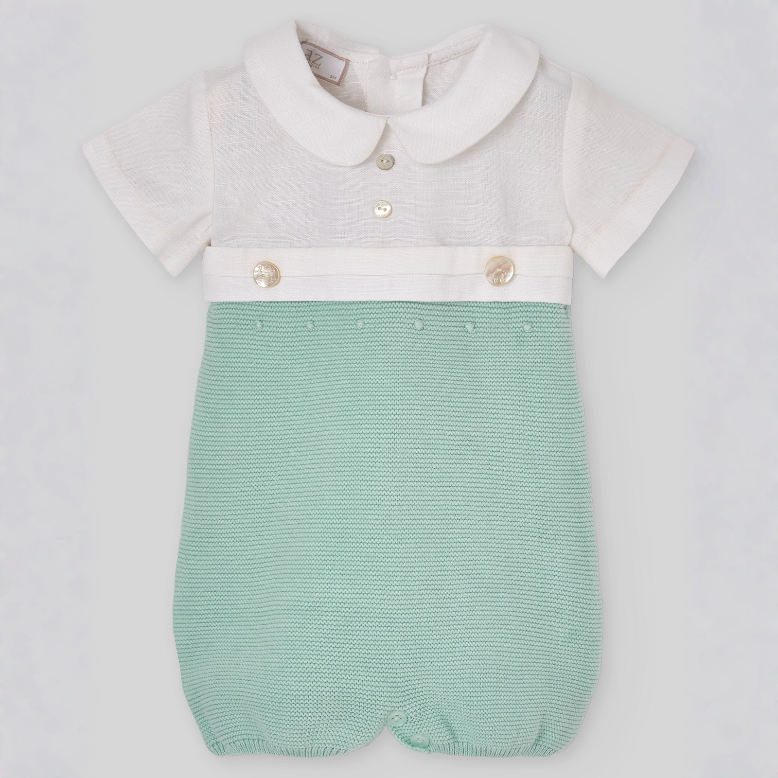 Fofo combinado verde e branco da Paz Rodriguez "Cauce"