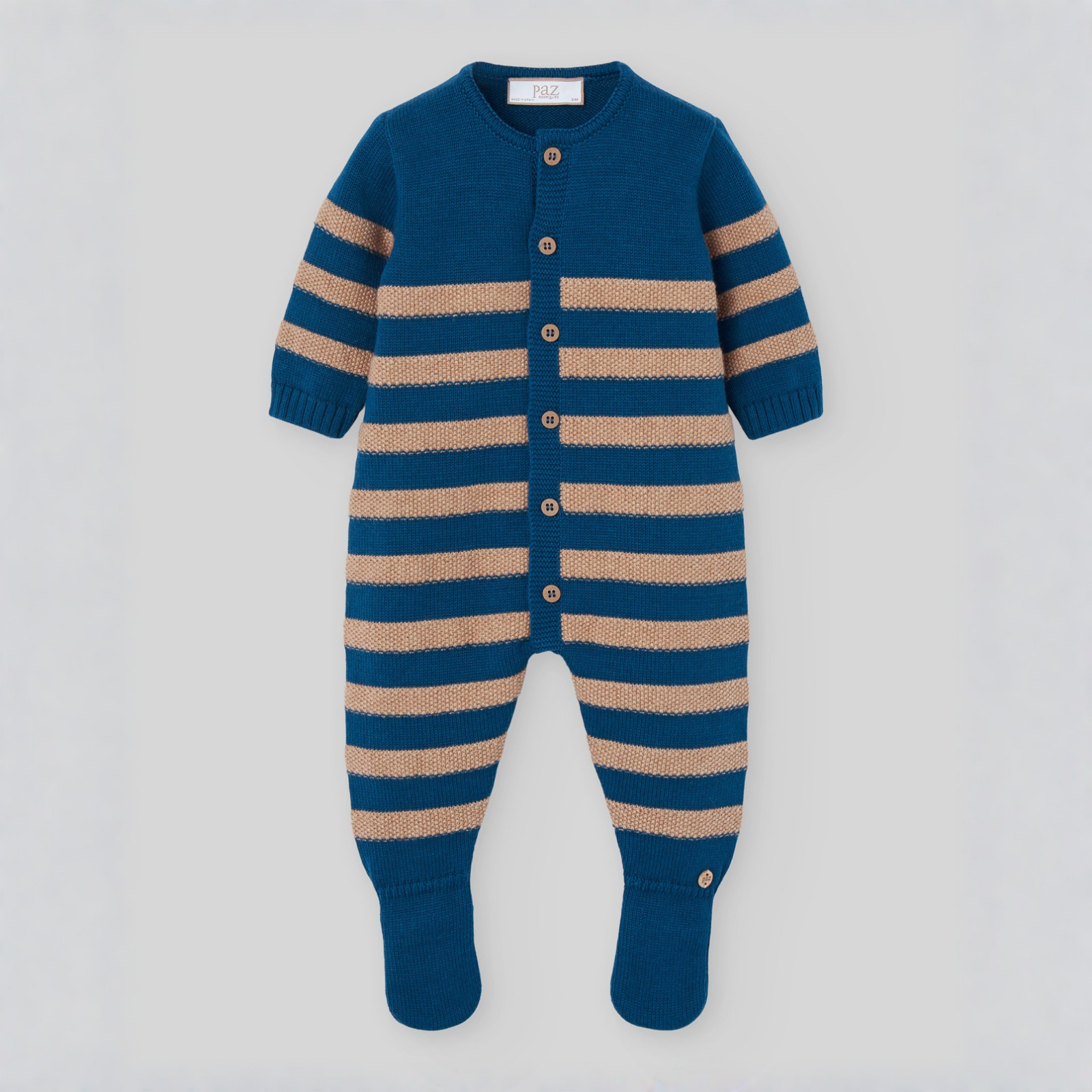 Babygrow azul e bege da Paz Rodriguez "Meiga"