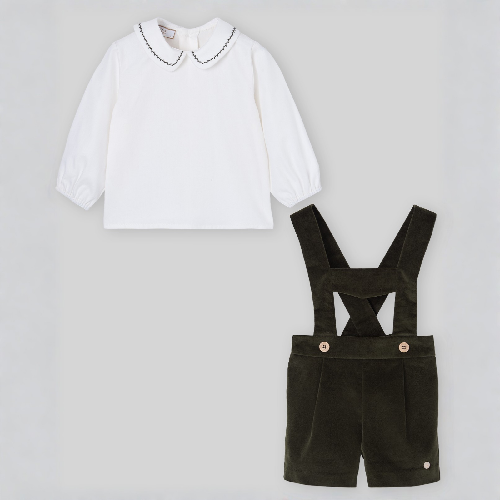 Conjunto blusa e calção verde com alças da Paz Rodriguez "Nadal"