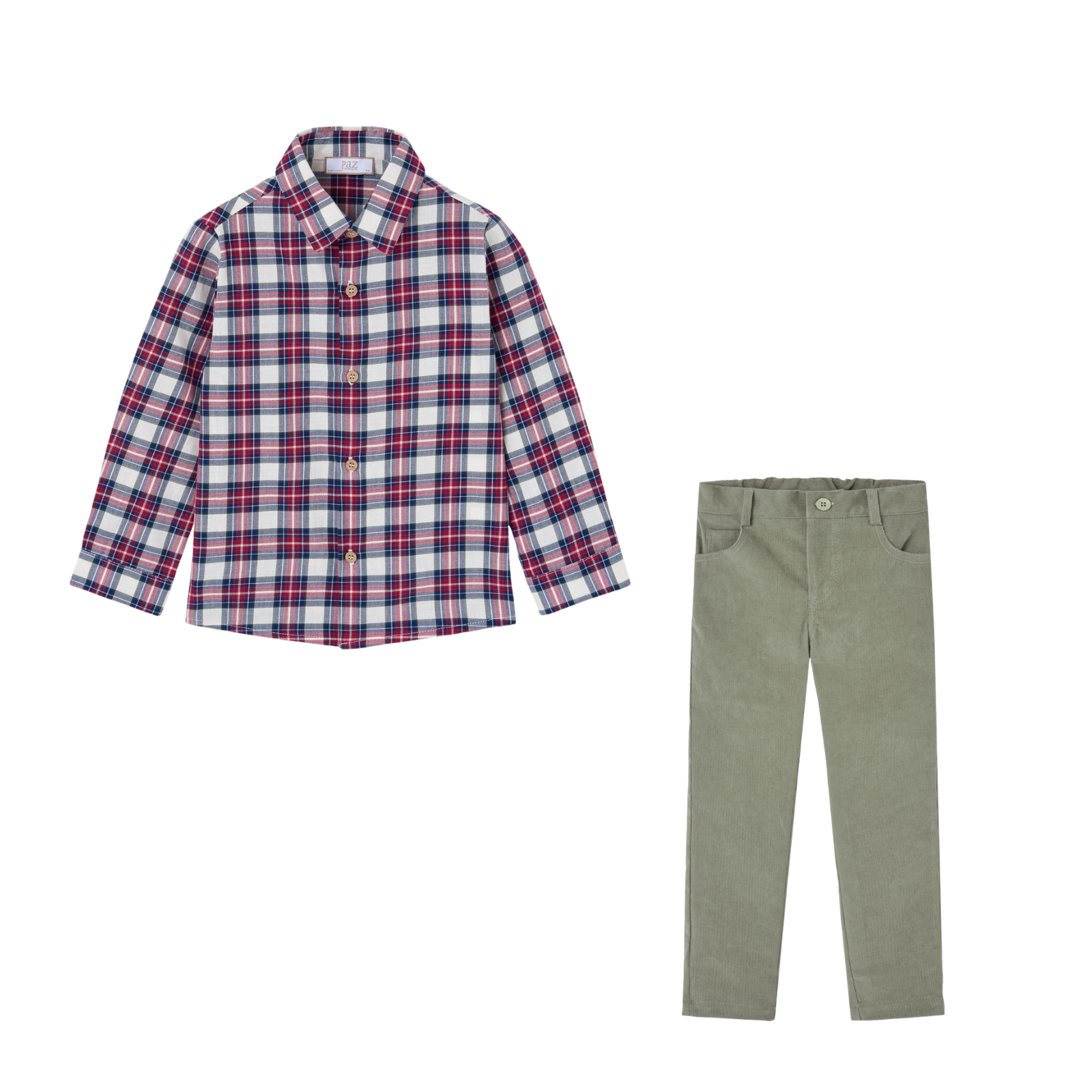 Conjunto camisa xadrez e calça verde da Paz Rodriguez "Nadal"
