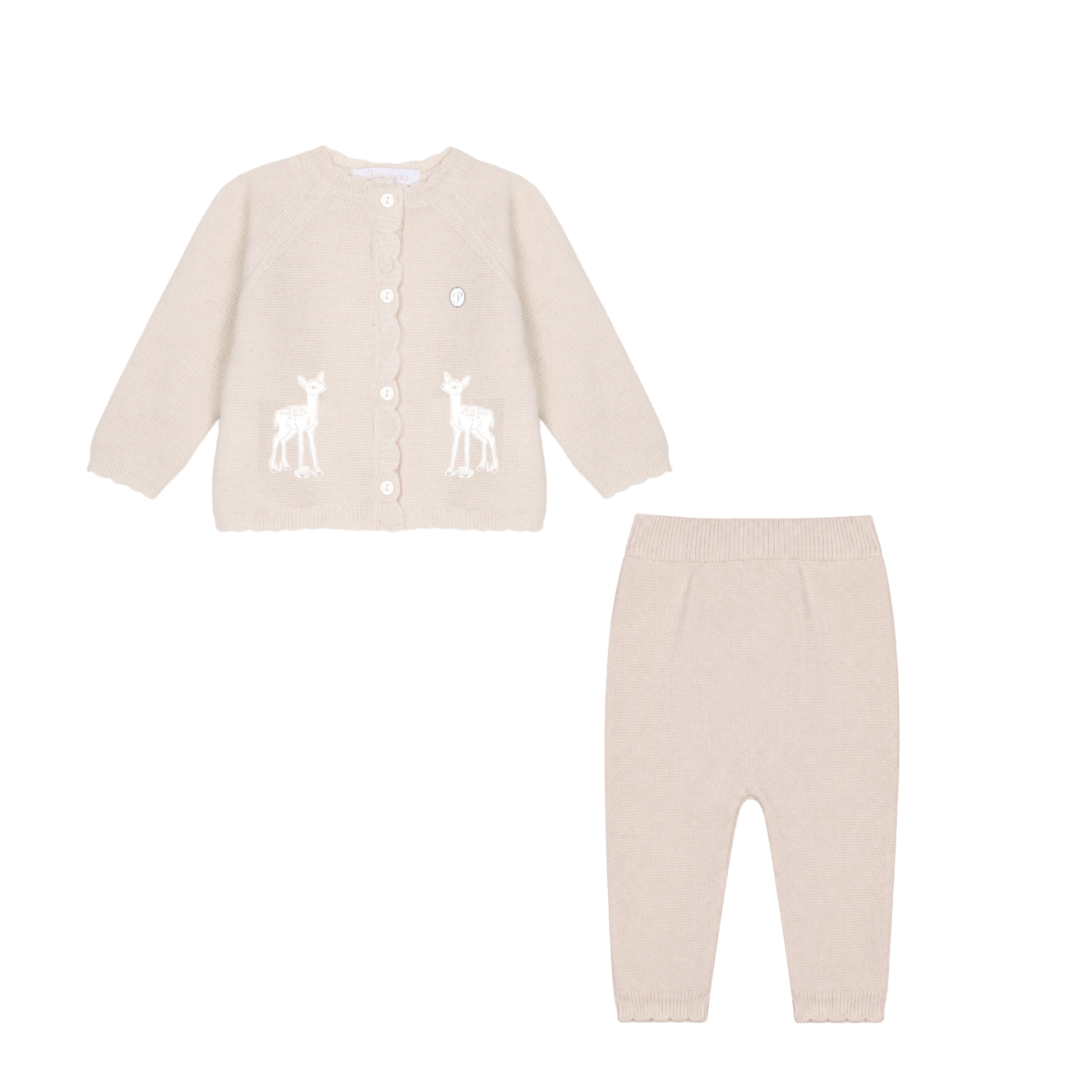Conjunto casaco e calça bege de malha da Patachou "Beige"