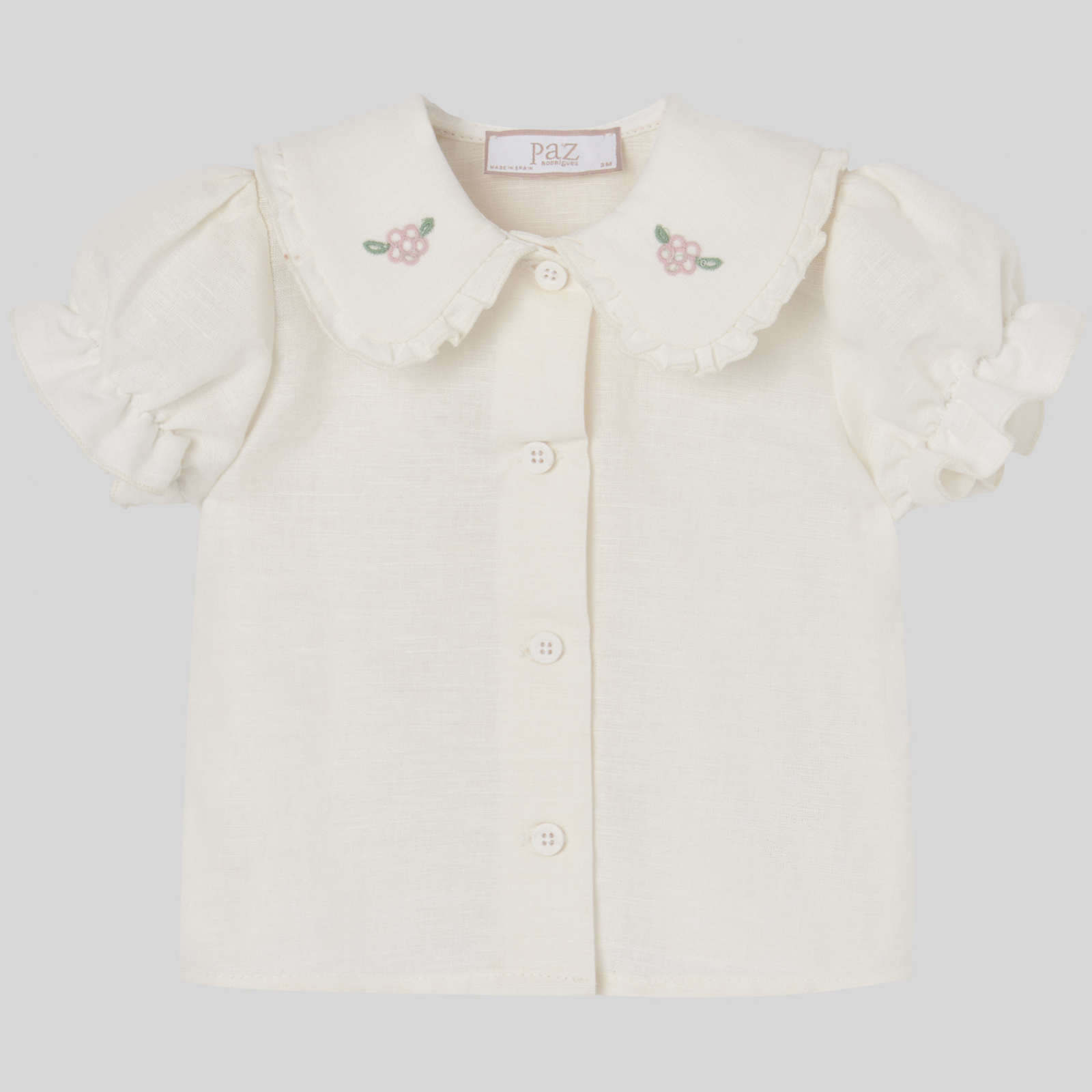 Conjunto blusa branca e calça rosa da Paz Rodriguez "Frescura"