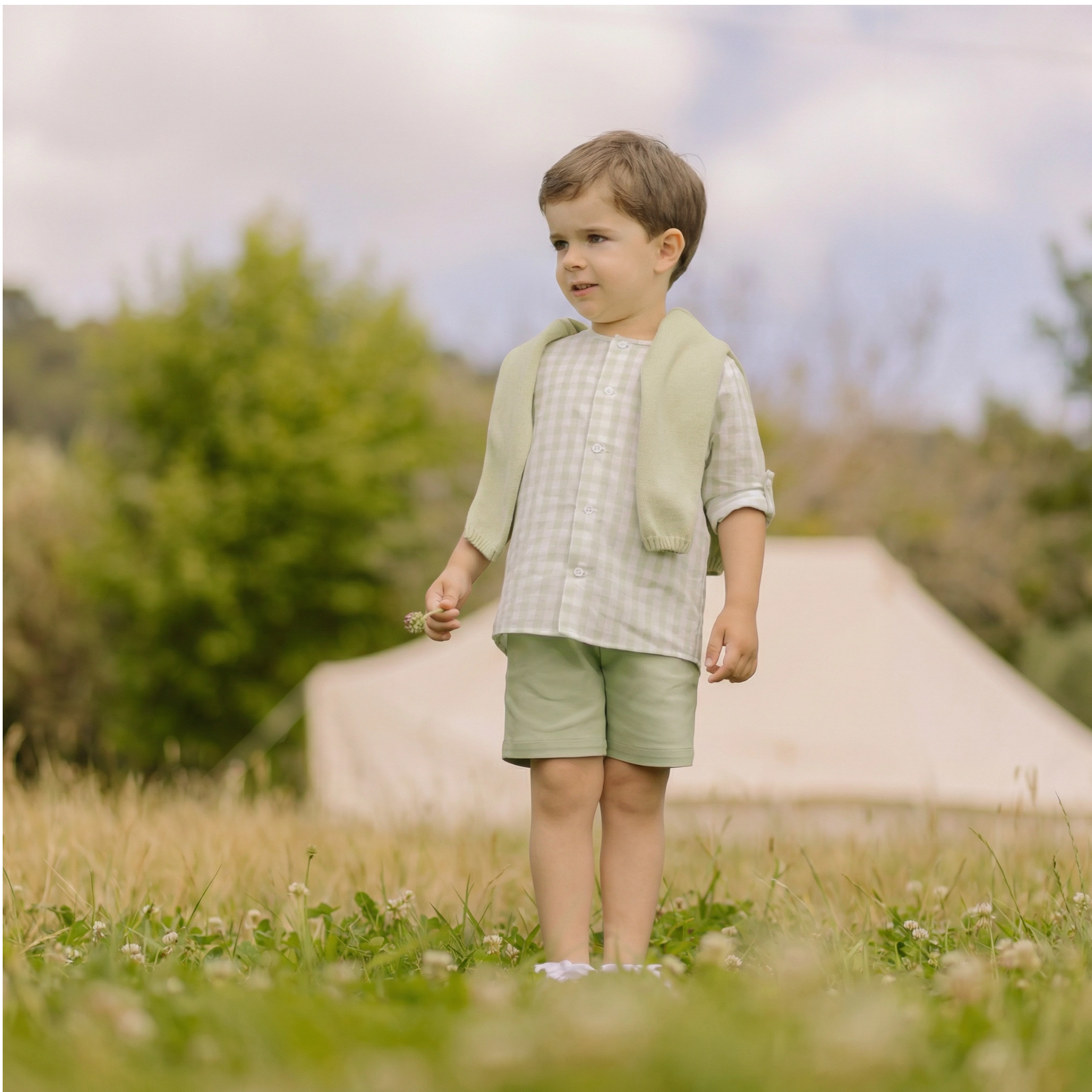 Conjunto camisa vichy verde e calção verde da Paz Rodriguez "Frescura"