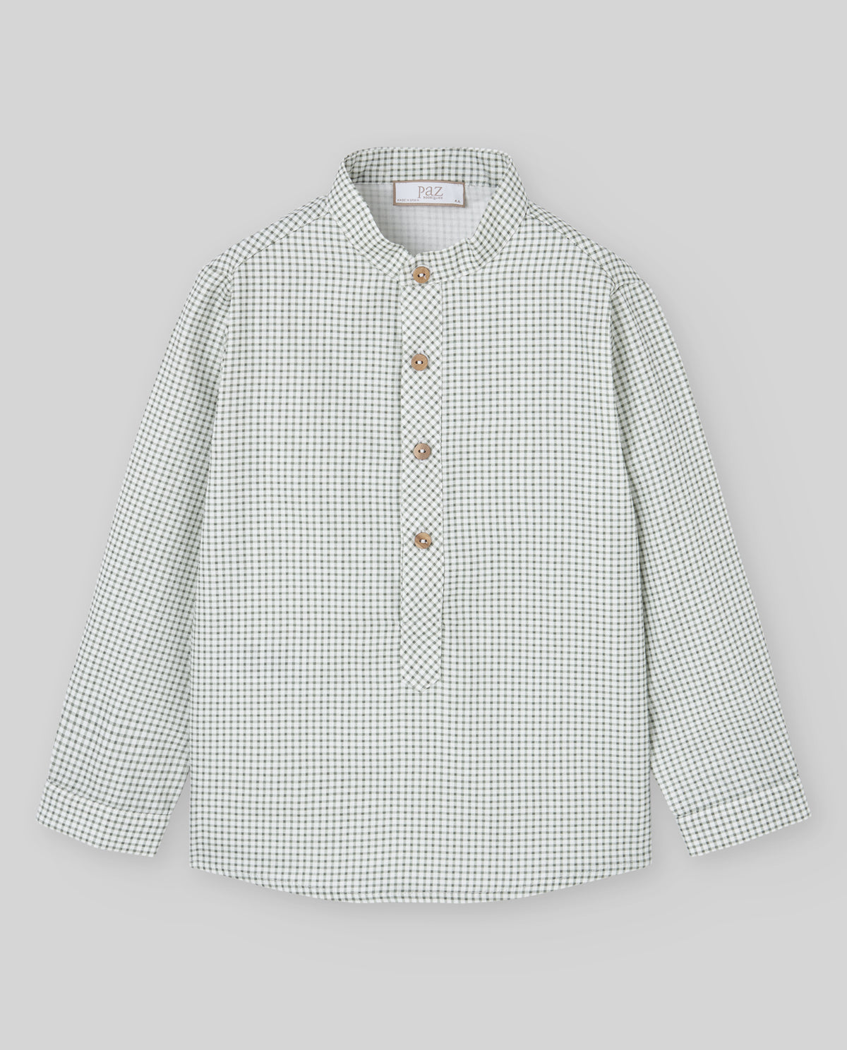 Conjunto calça bege e camisa vichy verde da Paz Rodriguez "Ledicia"