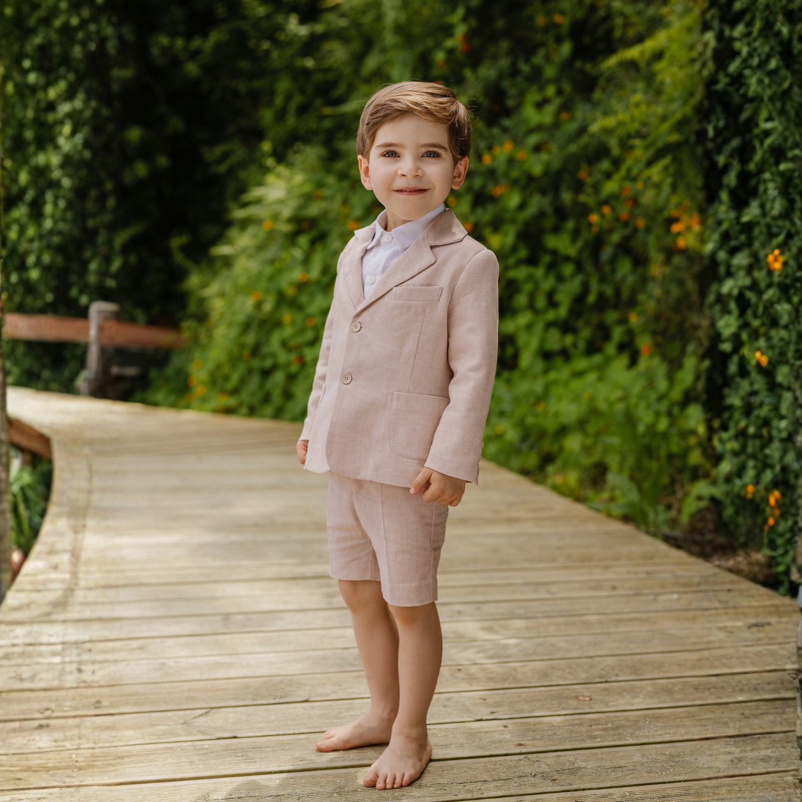 Calção linho bege da Paz Rodriguez "Cerimónia"