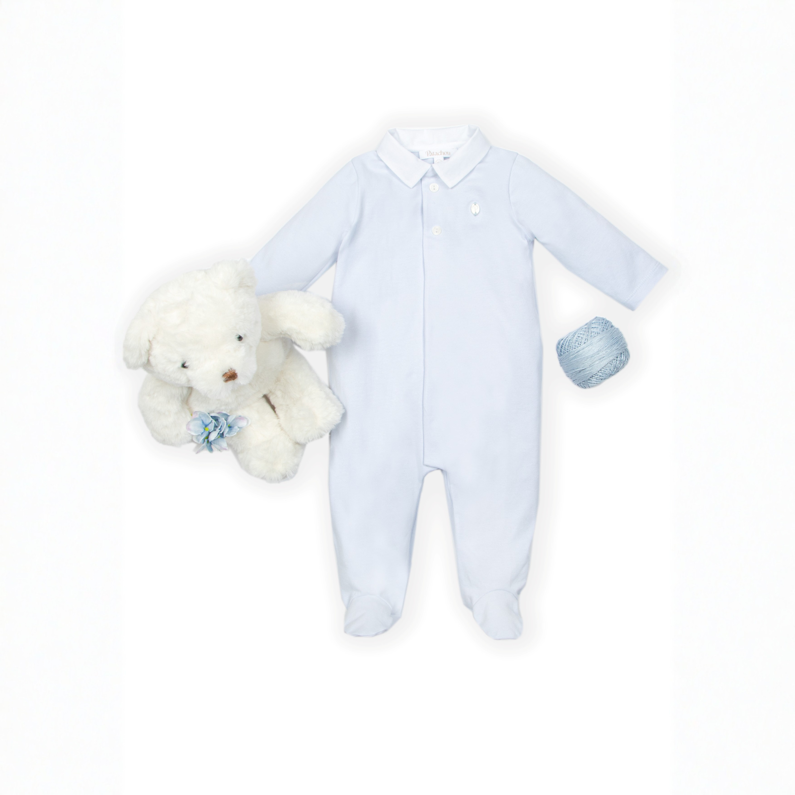Babygrow em malha para menina cor azul da Patachou "Soft Blue"