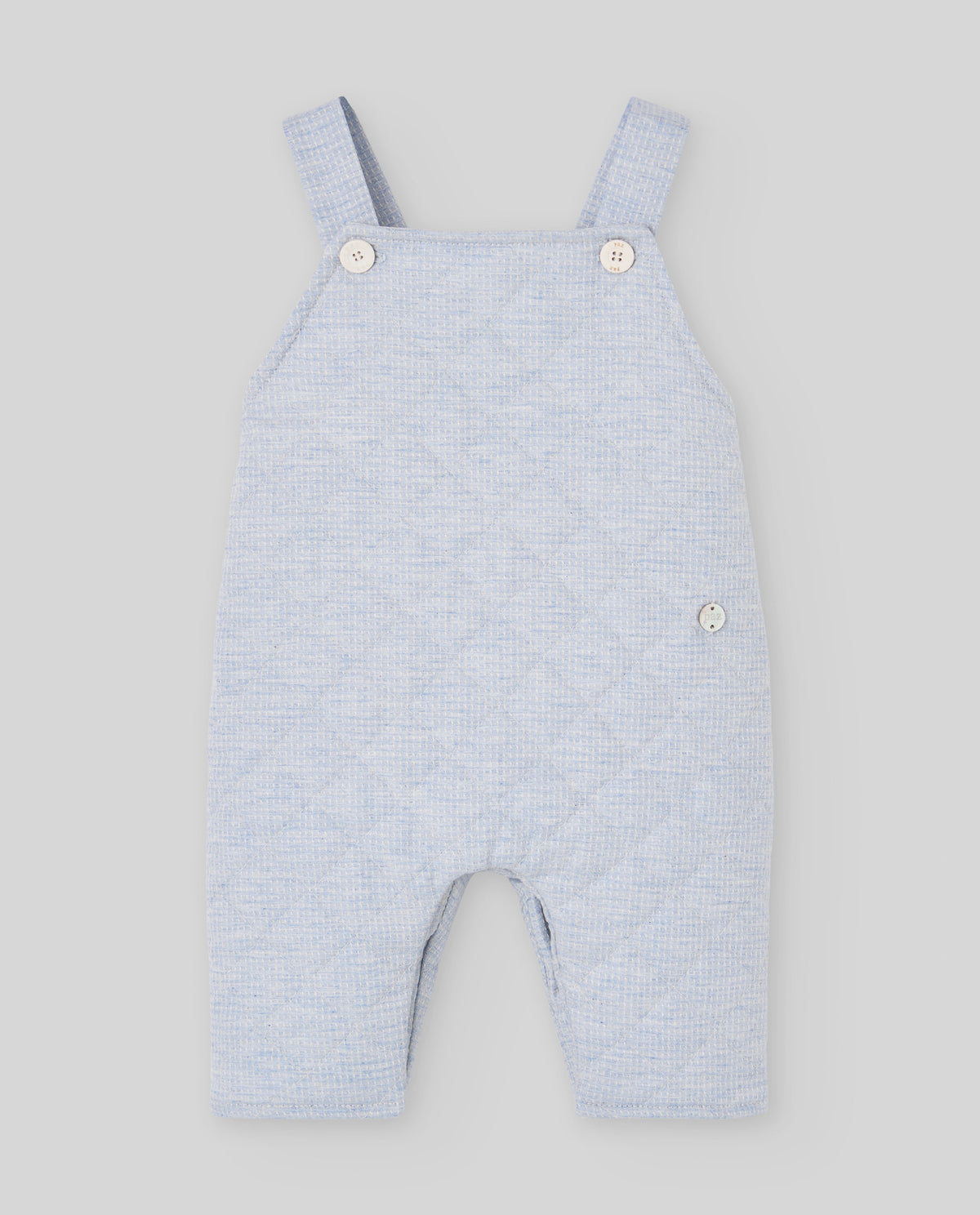 Conjunto bebé menino jardineira azul e blusa pérola da Paz Rodriguez "Val"
