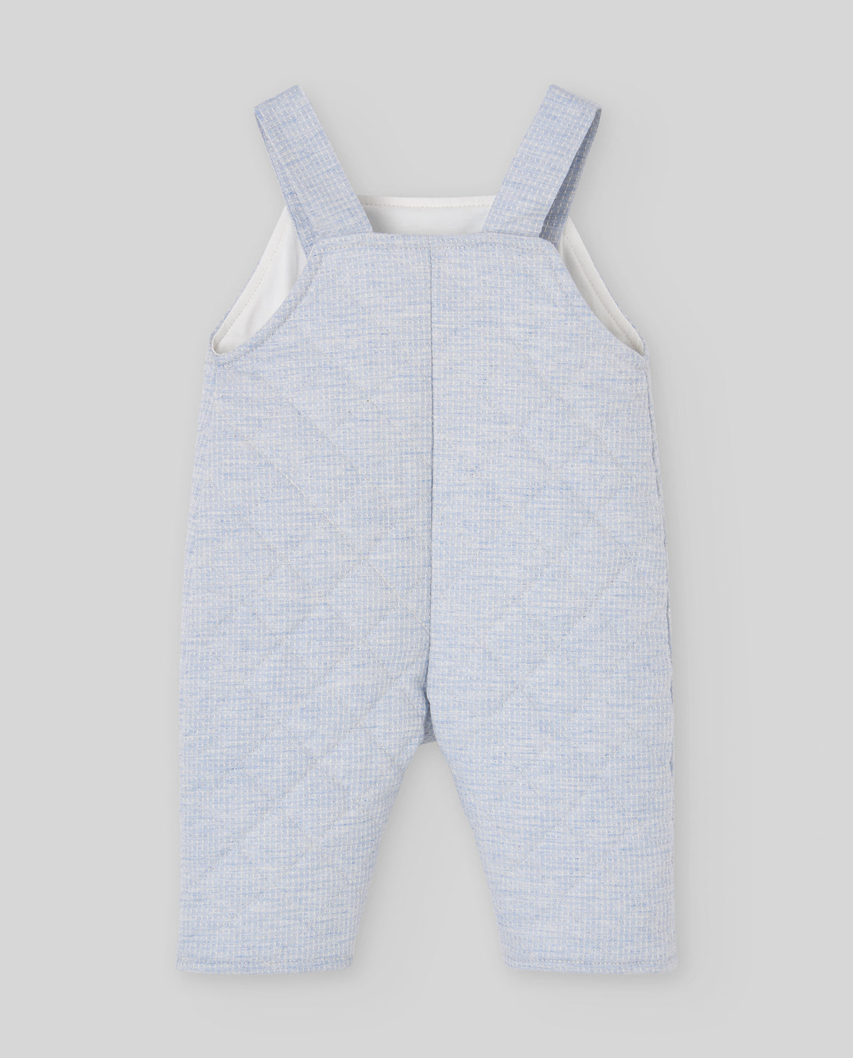 Conjunto bebé menino jardineira azul e blusa pérola da Paz Rodriguez "Val"