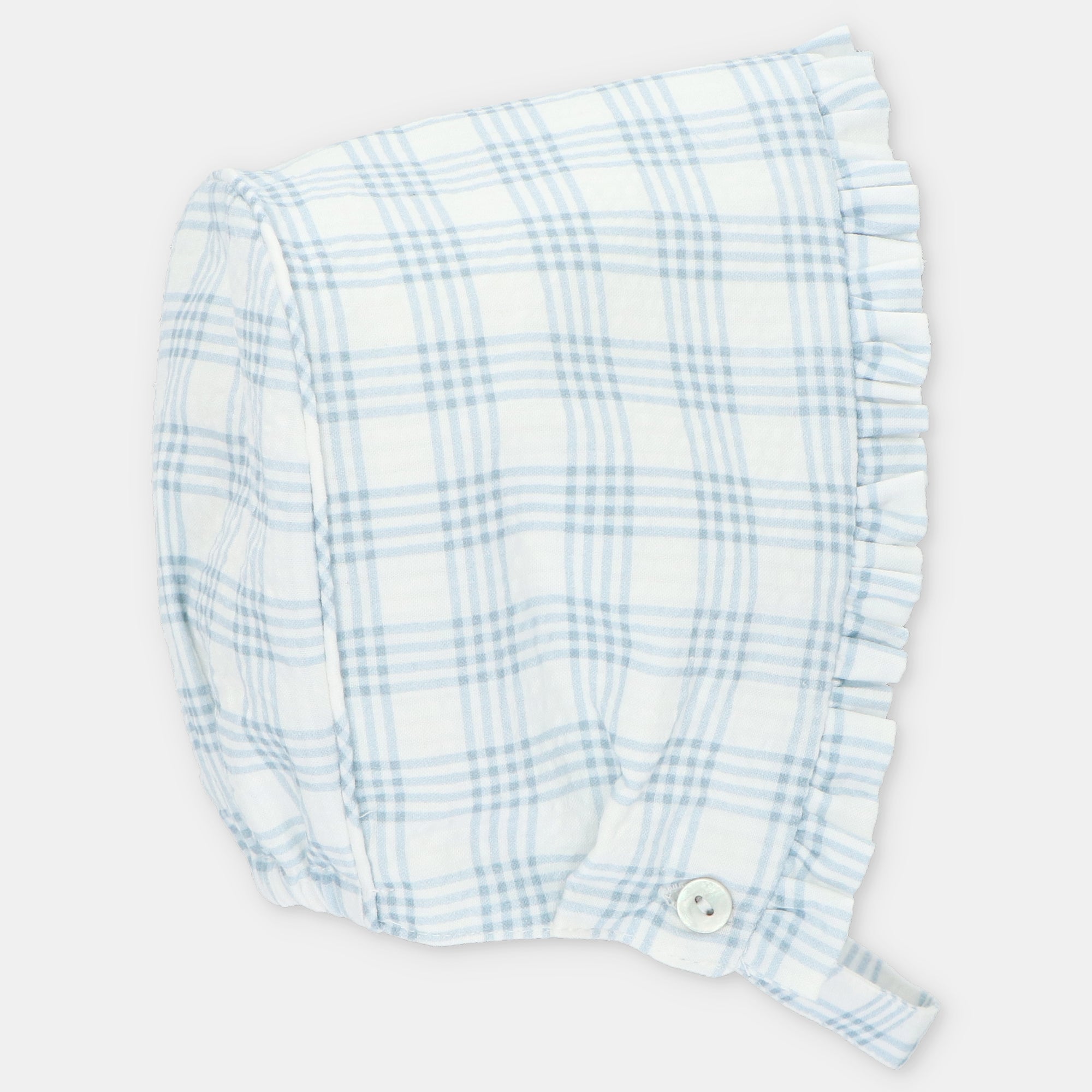 Touca com estampado de quadrados azuis para bebe menina da Martín Aranda "Ottawa"