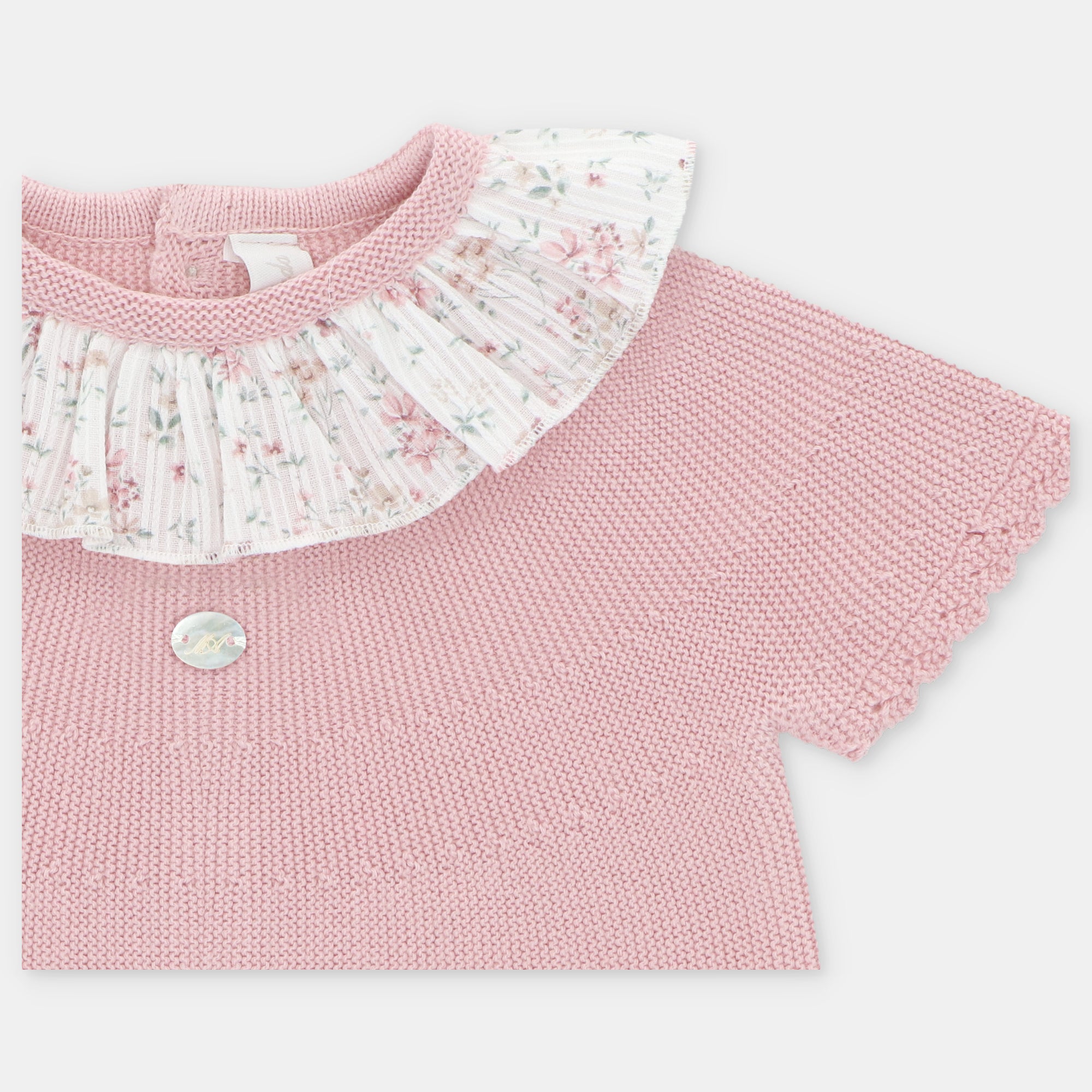 Conjunto camisola rosa e tapa-fralda floral para bebe menina da Martín Aranda "Toronto"
