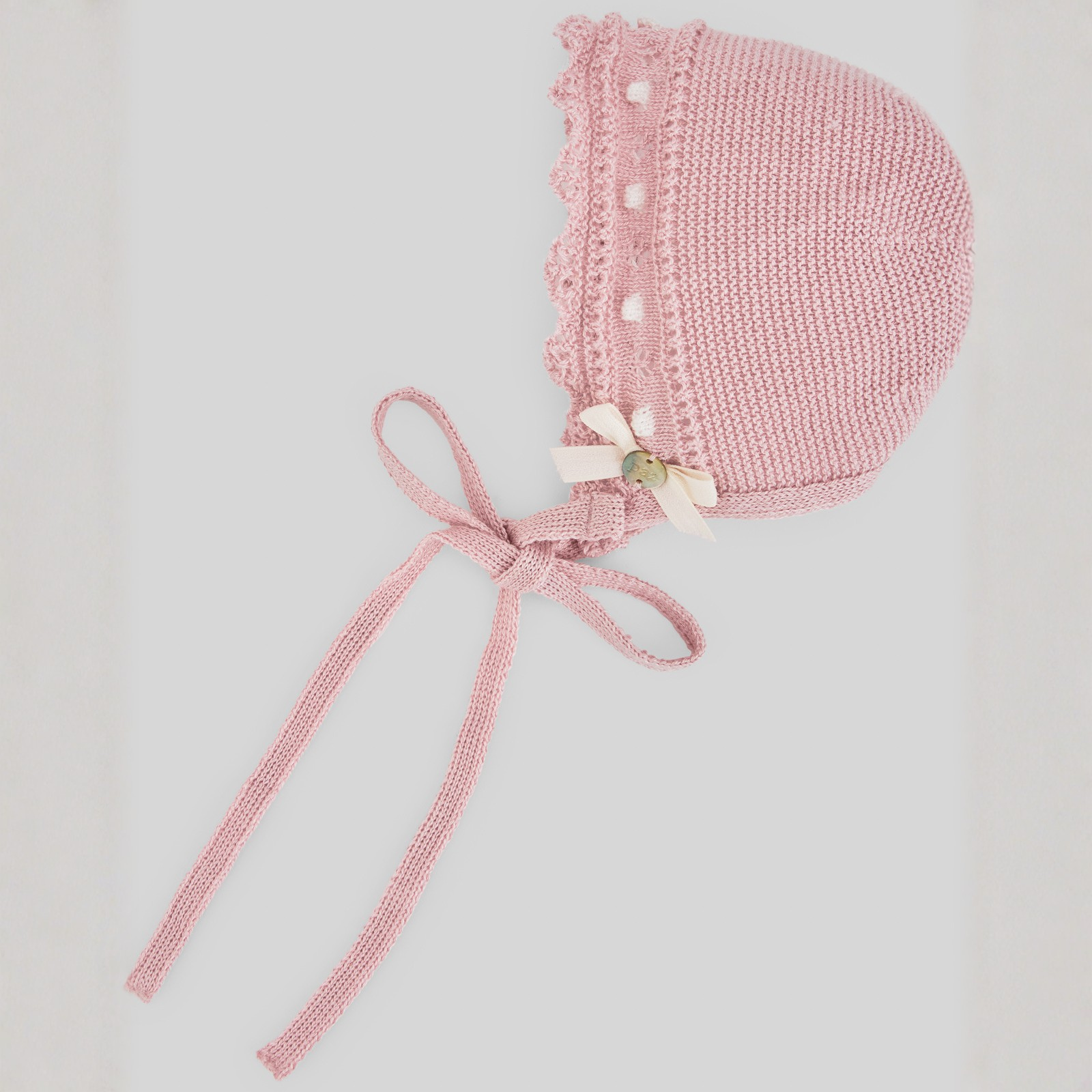 Touca recém nascido em malha rosa da Paz Rodriguez "Alegra"