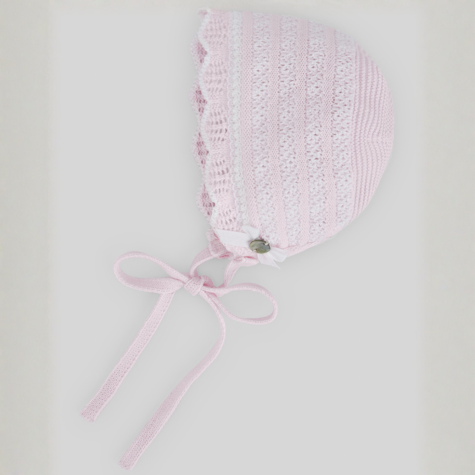 Touca recém nascido em malha rosa da Paz Rodriguez "Alaia"