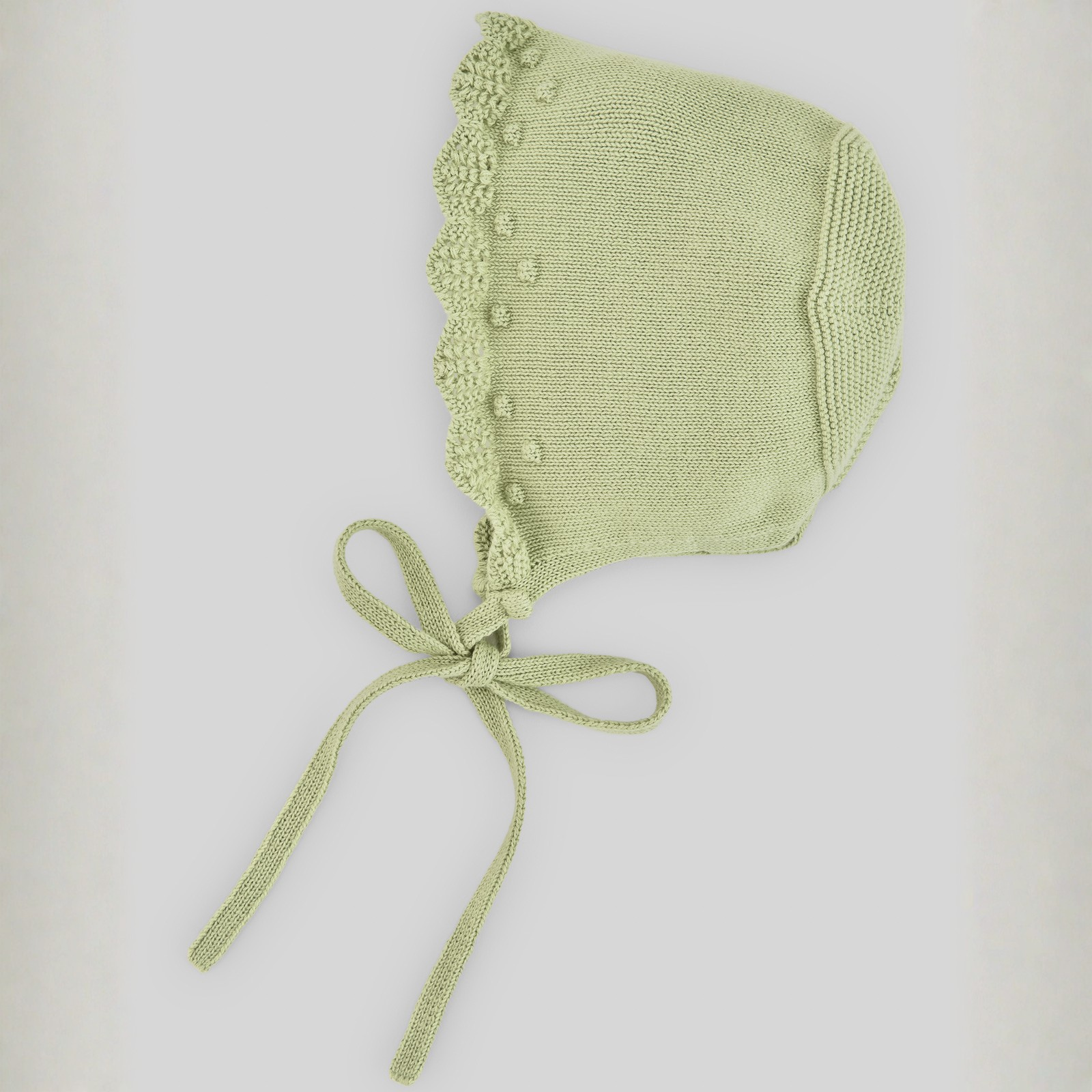 Touca bebé menina em malha verde da Paz Rodriguez "Frescura"