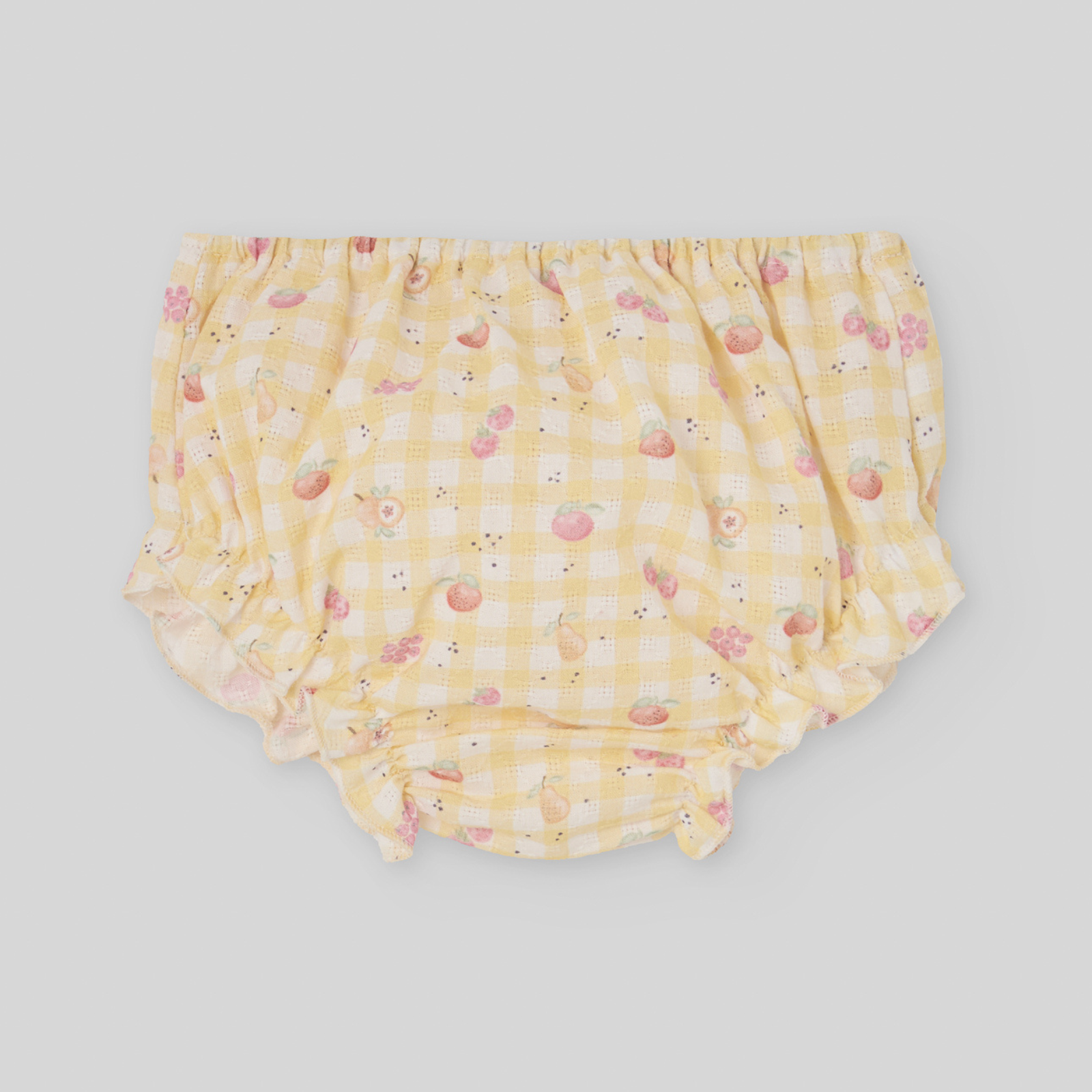 Conjunto camisola malha rosa e tapa fralda estampado da Paz Rodriguez "Frutitas"