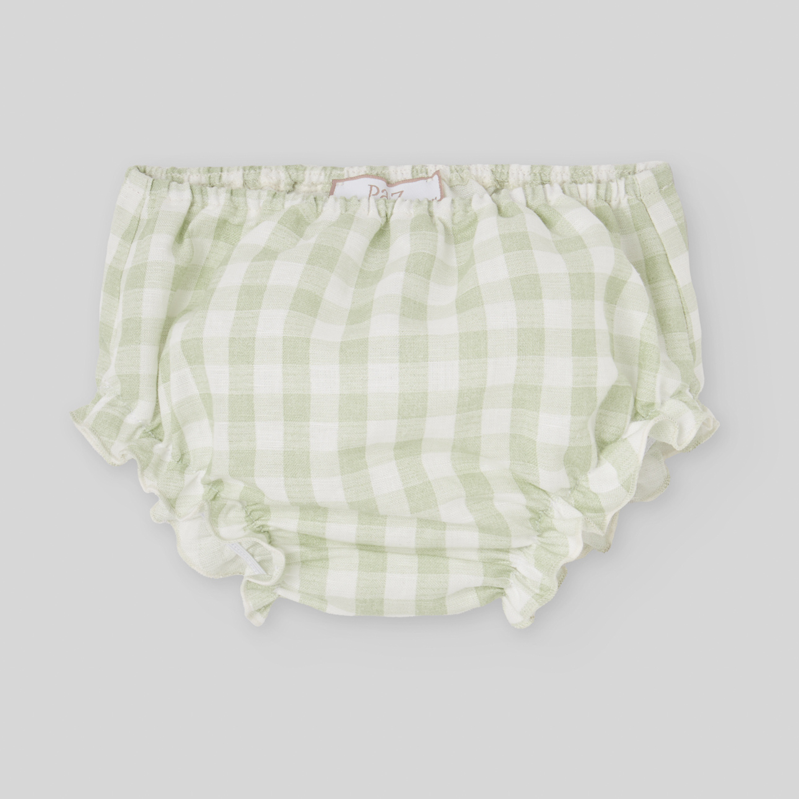 Vestido vichy verde e branco e tapa fralda da Paz Rodriguez "Frescura"