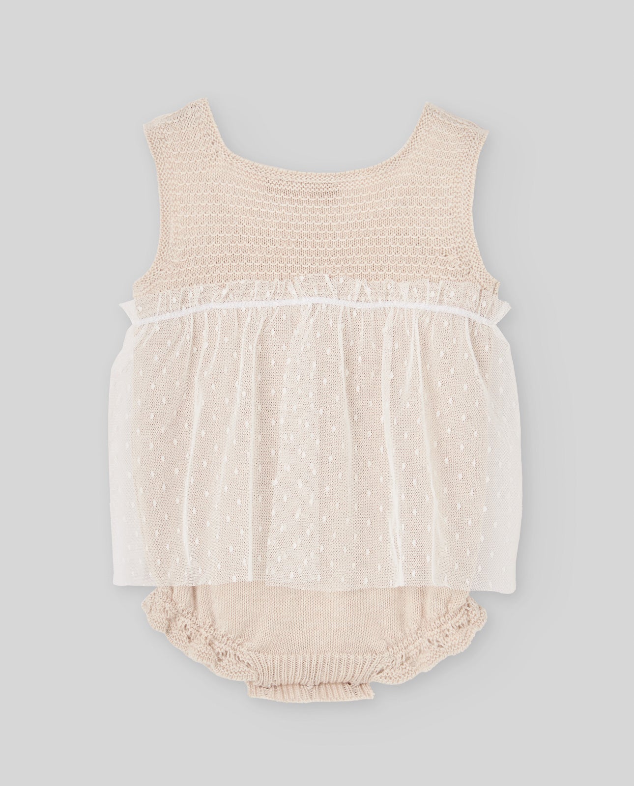 Fofo bege com tule pérola da Paz Rodriguez "Nectar"