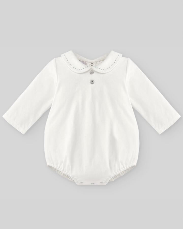 Conjunto bebé menino jardineira verde e blusa pérola da Paz Rodriguez "Leira"