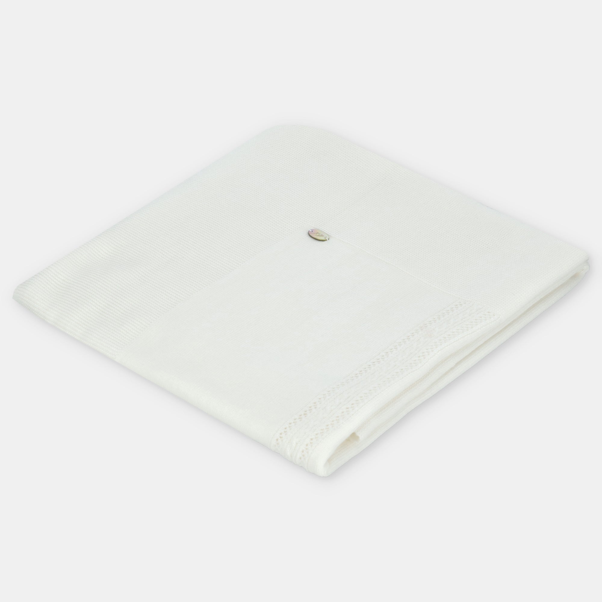 Manta para recem-nascido em malha branca da Martín Aranda "Regina"