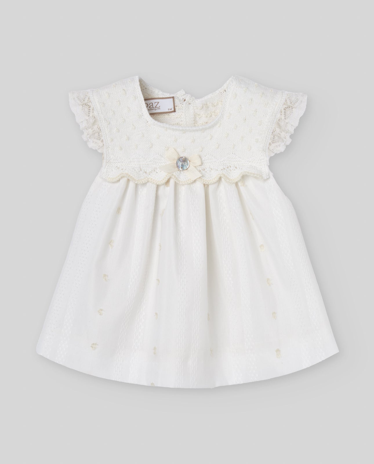 Vestido combinado e tapa fralda pérola cerimónia da Paz Rodriguez "Paz"