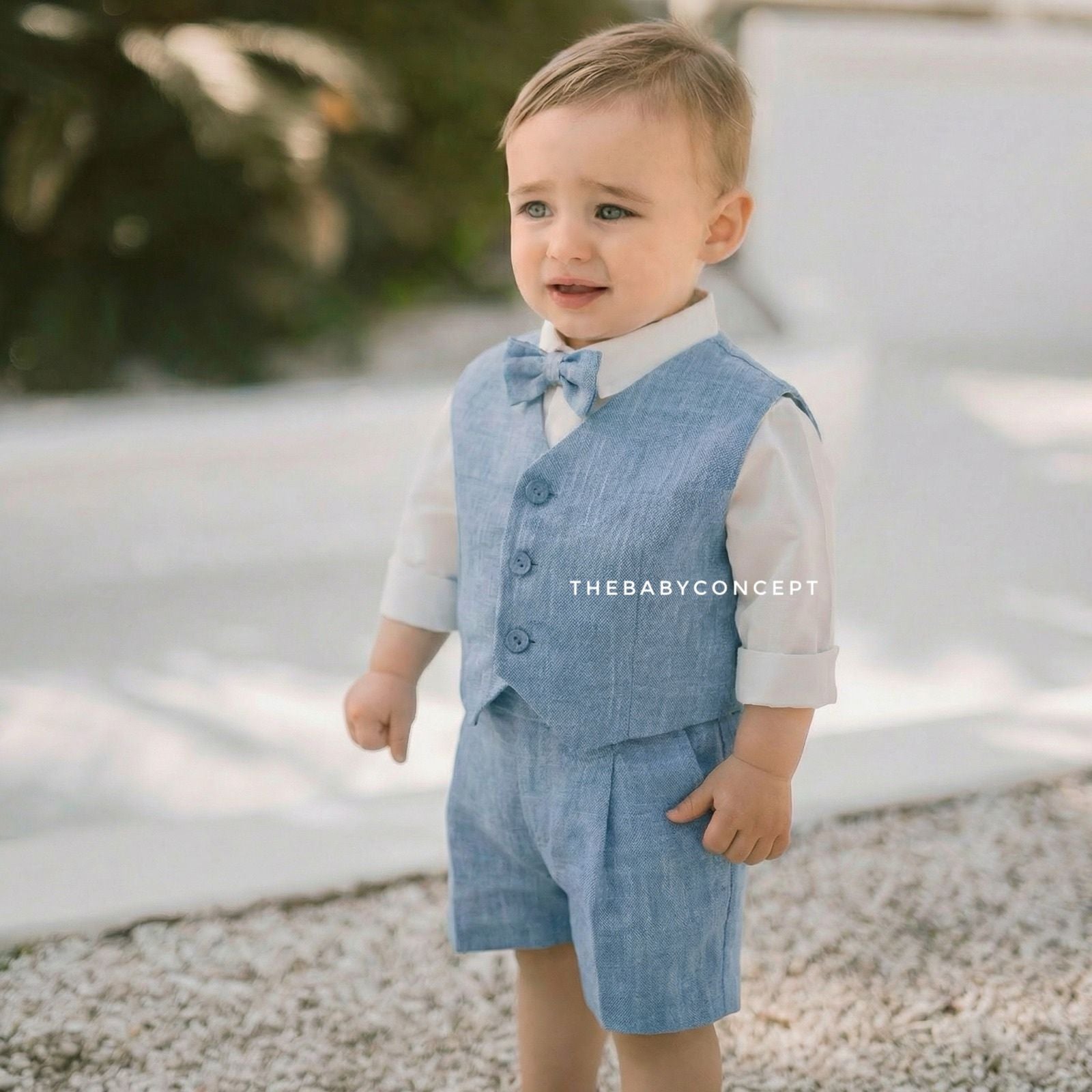 Colete de linho azul da Paz Rodriguez "Cerimónia"