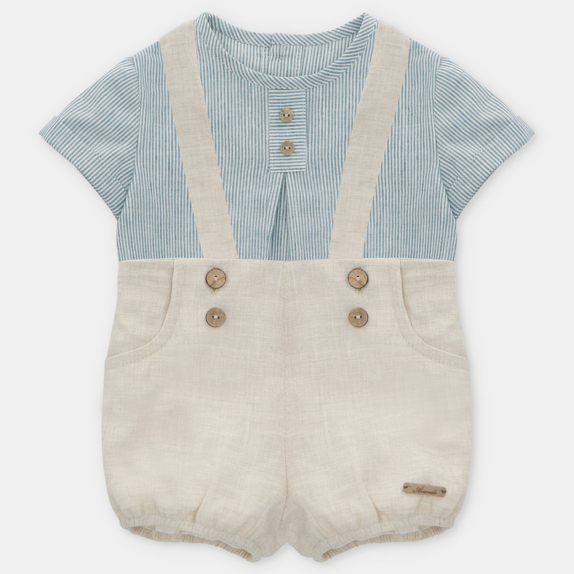 Conjunto blusa e calção bege com alças da Martín Aranda "Milton"