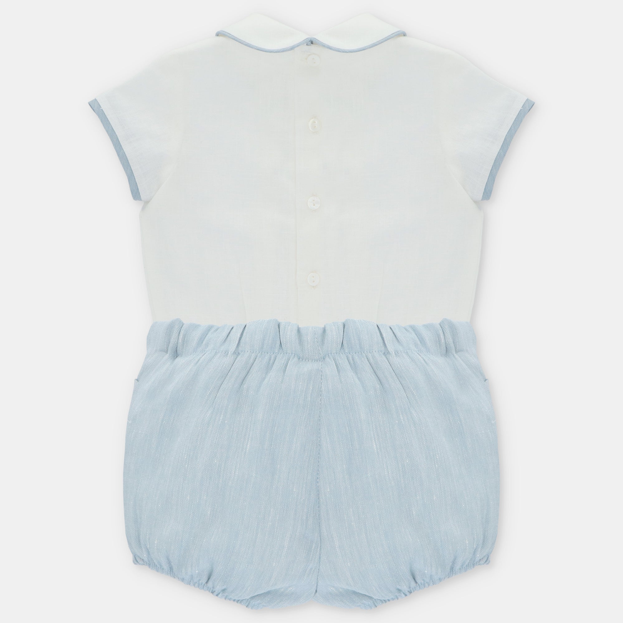 Conjunto cerimónia blusa e calção azul da Martin Aranda "Victoria"