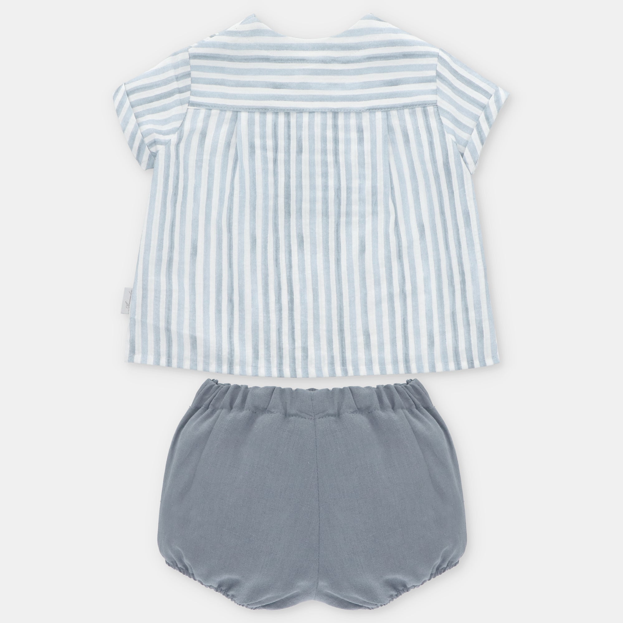 Conjunto blusa riscas a calção azul para bebe menino da Martín Aranda "Surrey"