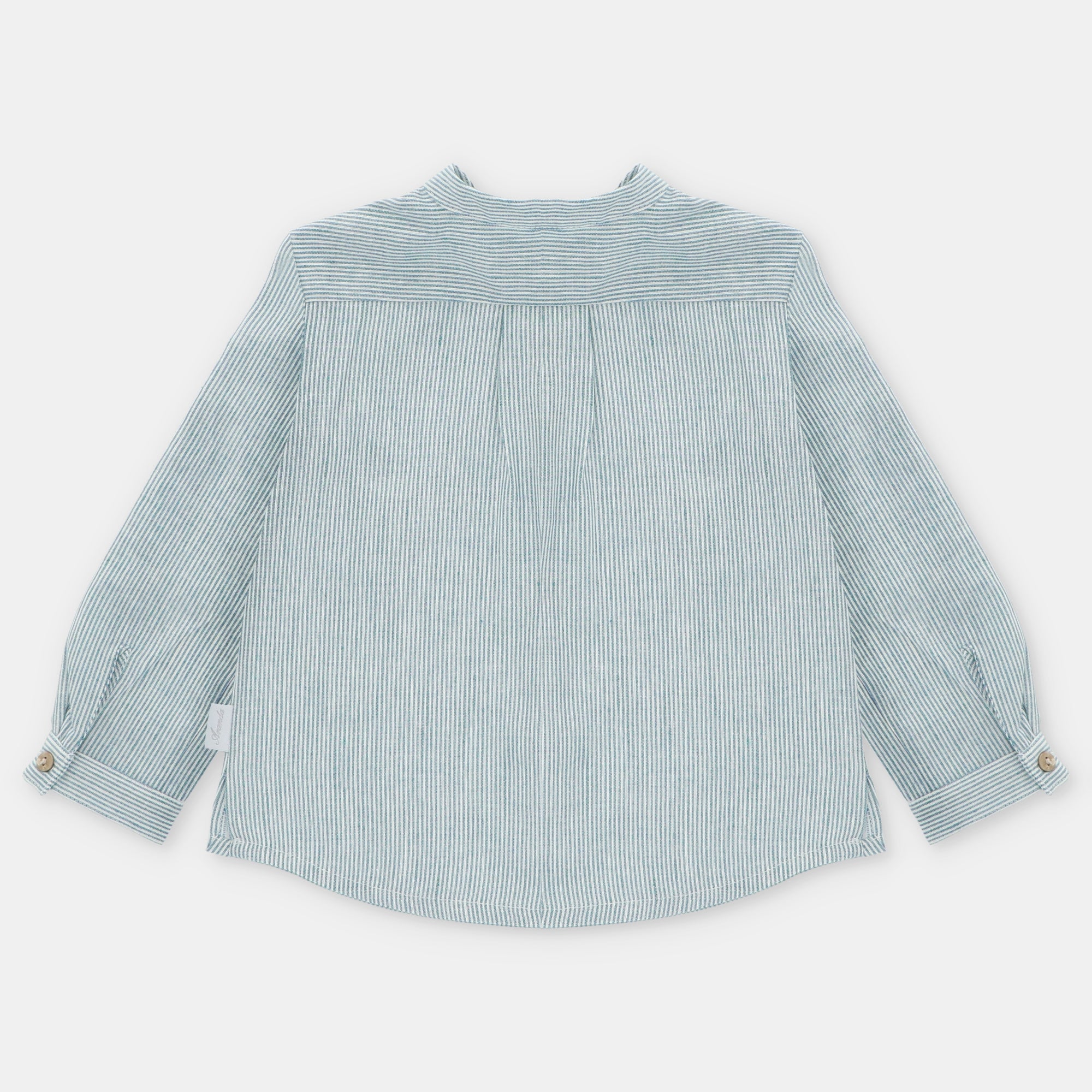 Conjunto camisa riscas azuis e calção bege para menino da Martín Aranda "Milton"