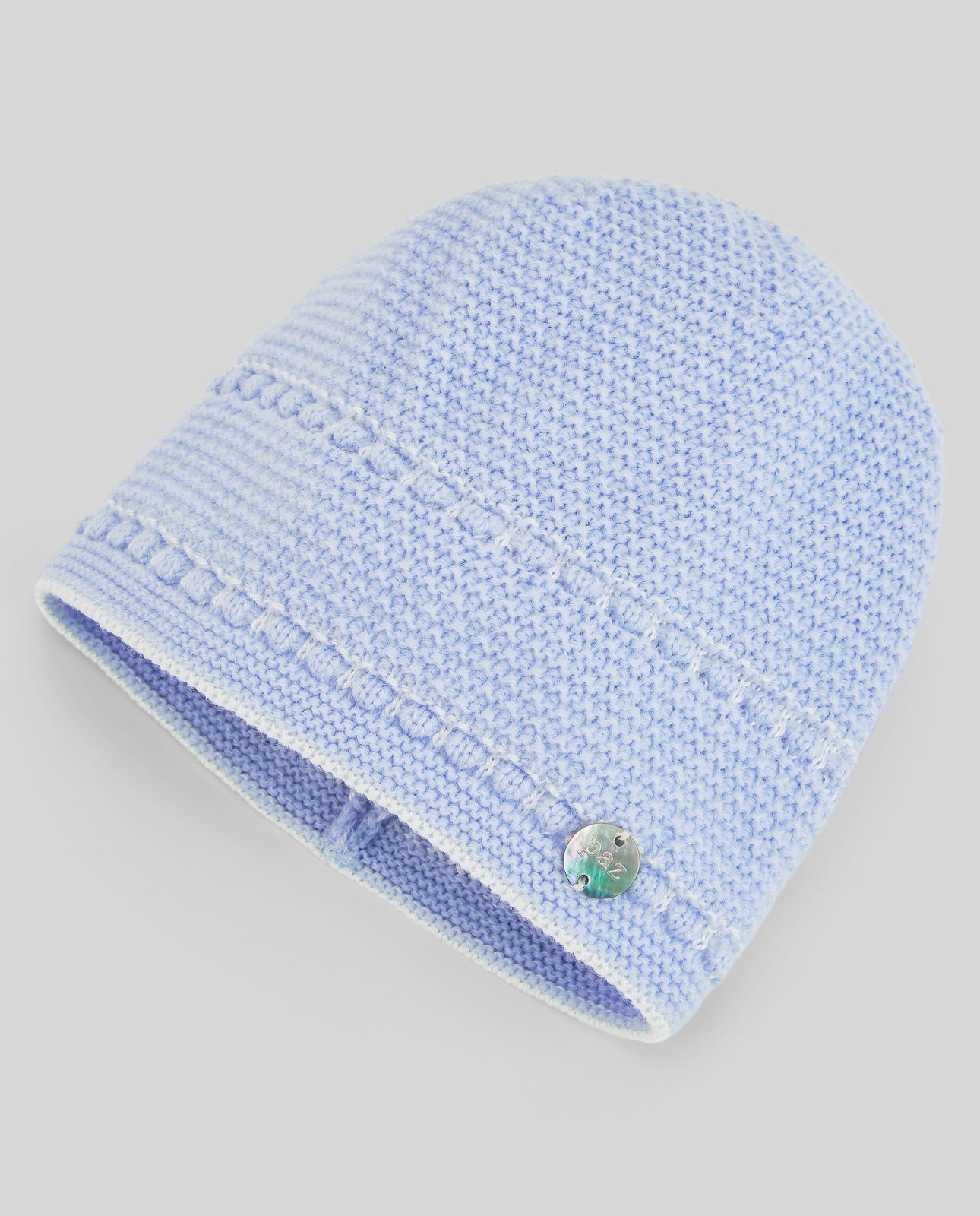 Gorro recém nascido em malha azul da Paz Rodriguez "Fogar"