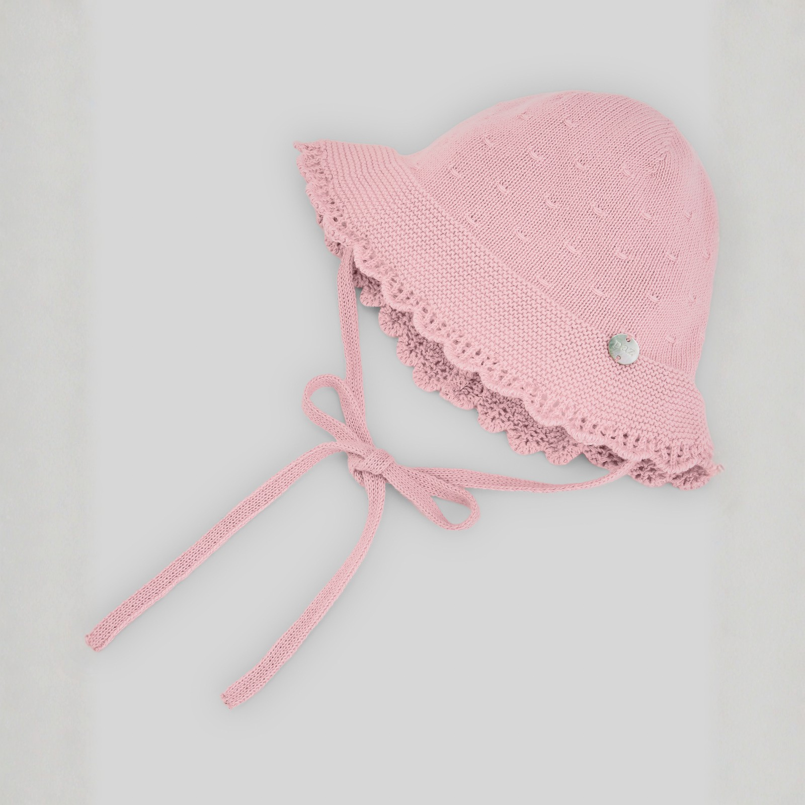 Touca recém nascido em malha rosa da Paz Rodriguez "Mimosa"