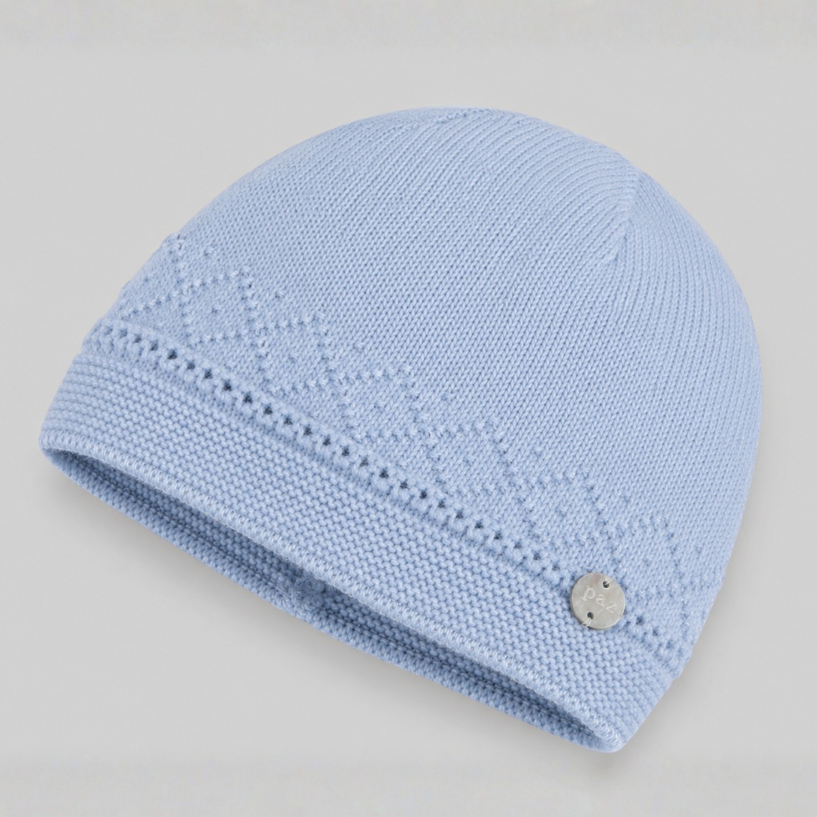 Gorro recém nascido em malha azul da Paz Rodriguez "Paz"
