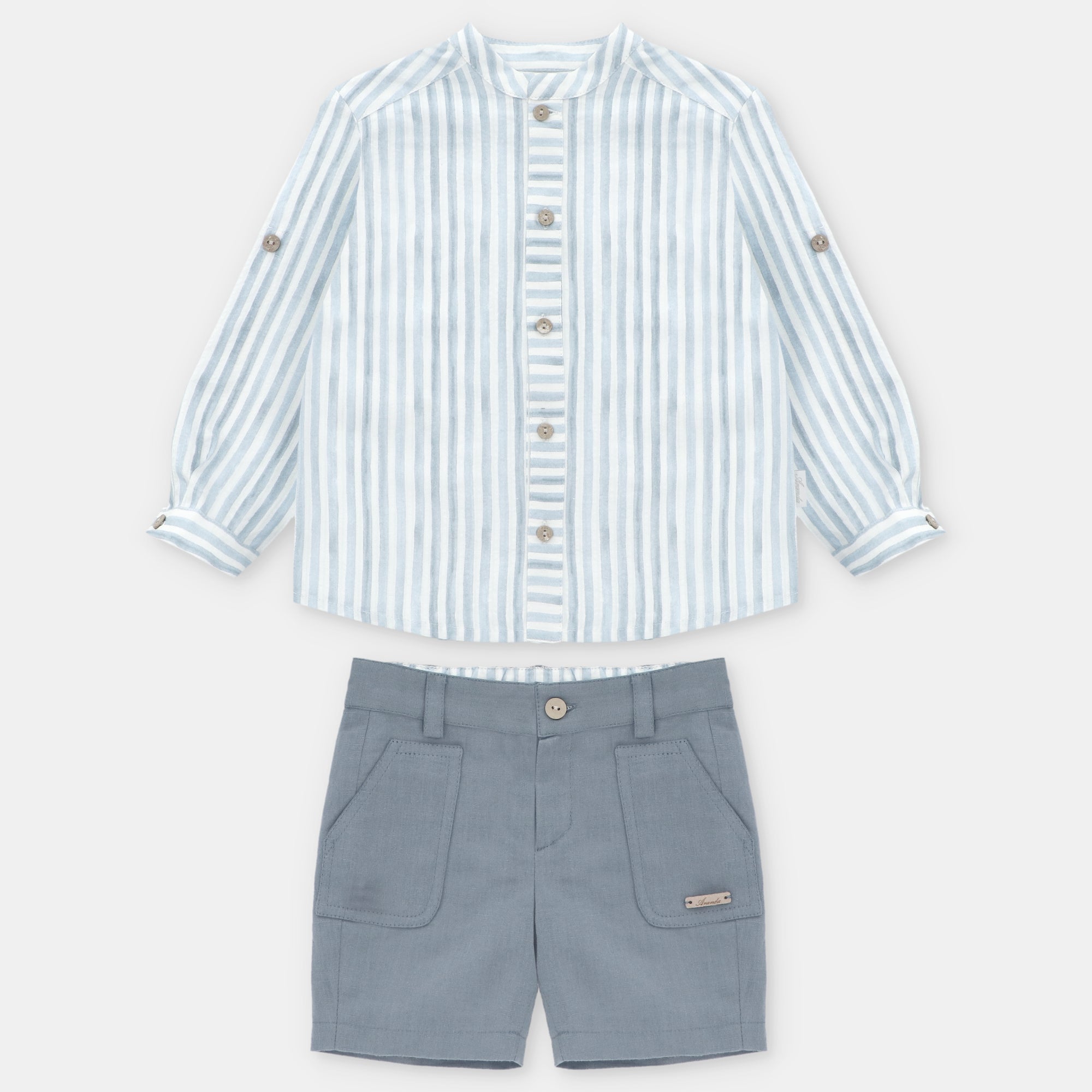 Conjunto camisa riscas e calção azul para menino da Martín Aranda "Surrey"