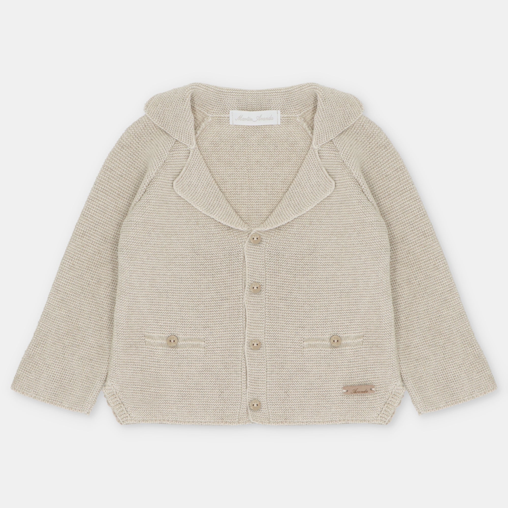 Casaco de malha bege com lapela para menino da Martín Aranda