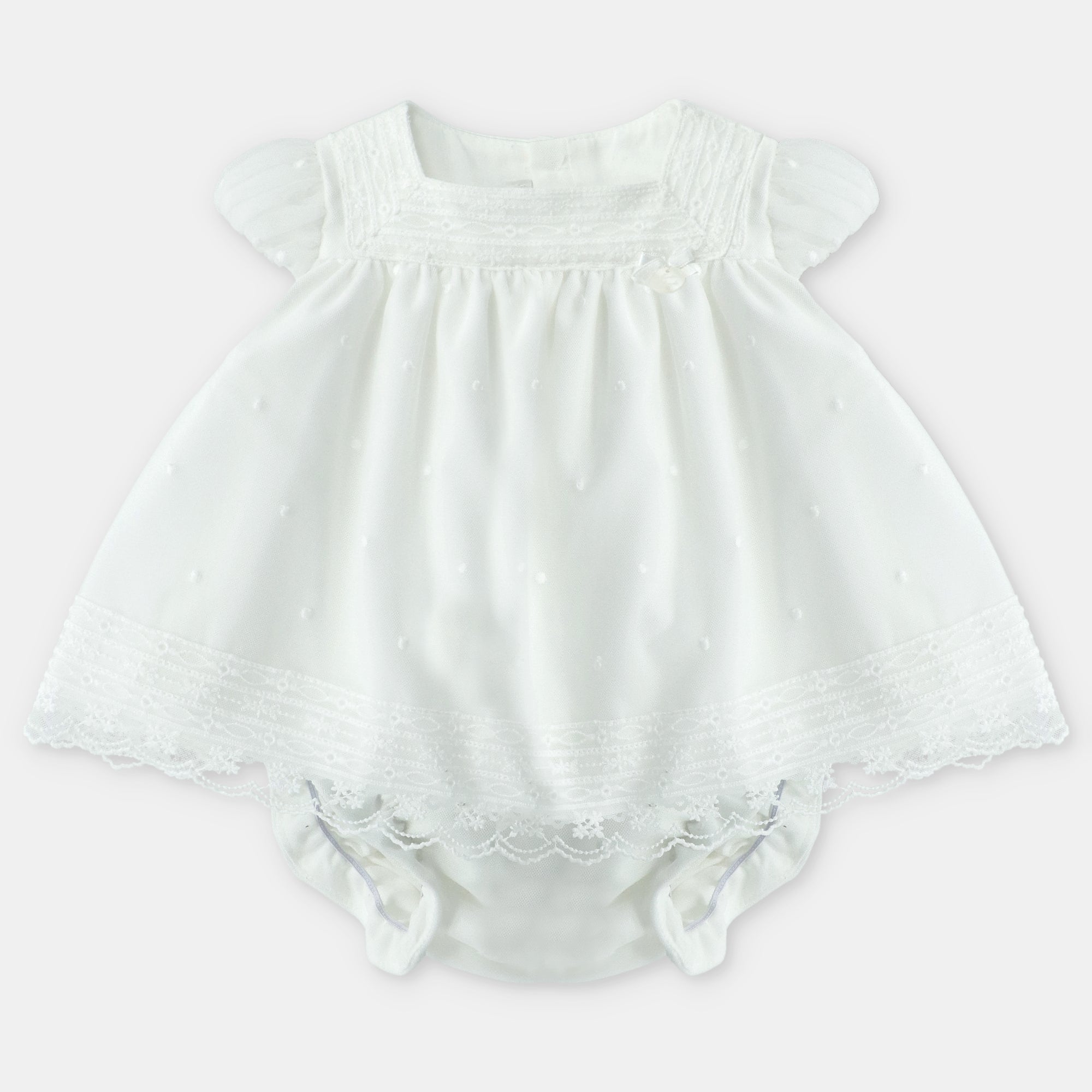 Vestido e tapa fraldas de cerimónia com tule pérola bordado da Martín Aranda "Calgary"