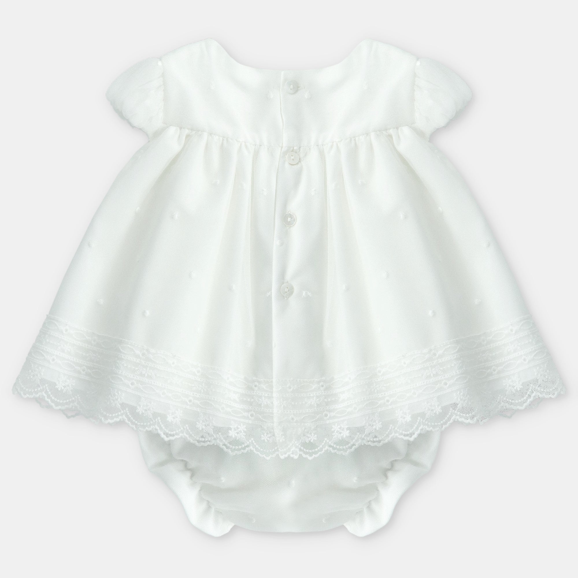 Vestido e tapa fraldas de cerimónia com tule pérola bordado da Martín Aranda "Calgary"