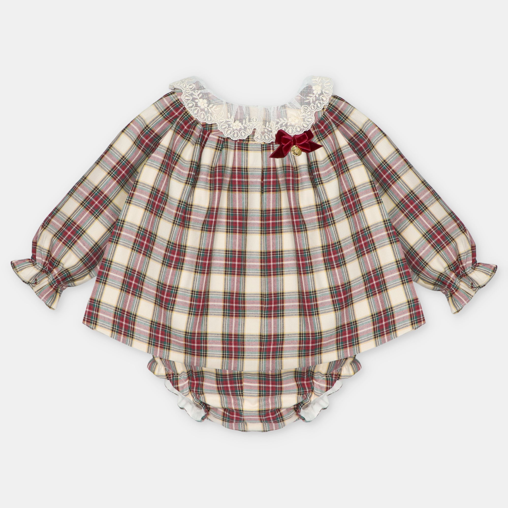 Vestido xadrez e tapa fraldas da Martín Aranda "Tineo"