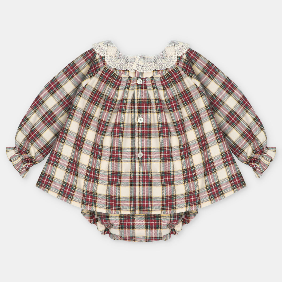 Vestido xadrez e tapa fraldas da Martín Aranda "Tineo"