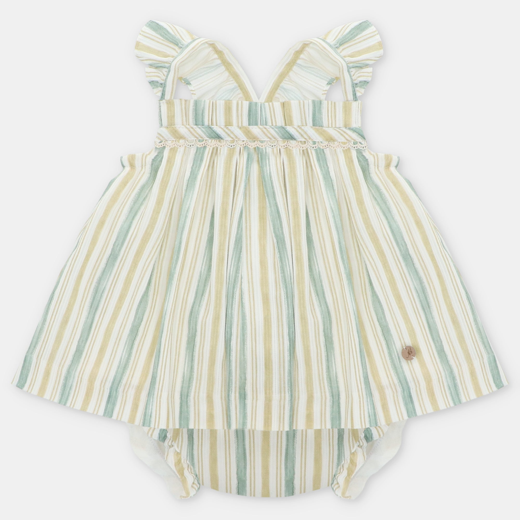 Vestido com riscas e tapa fraldas para bebe menina da Martín Aranda "Edmonton"