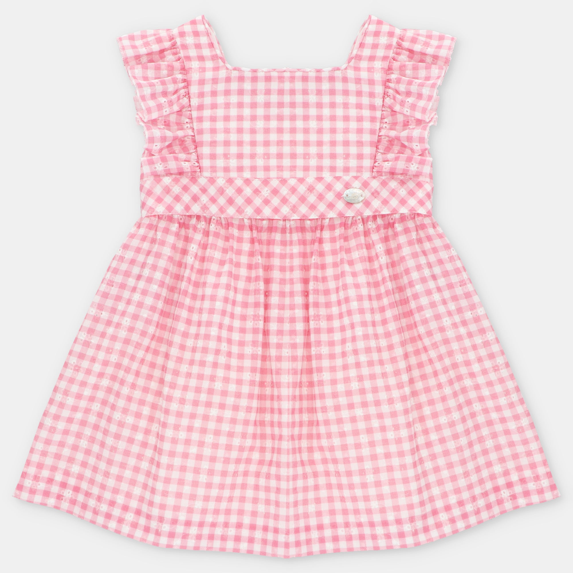 Vestido em vichy coral para menina da Martín Aranda "Alberta"