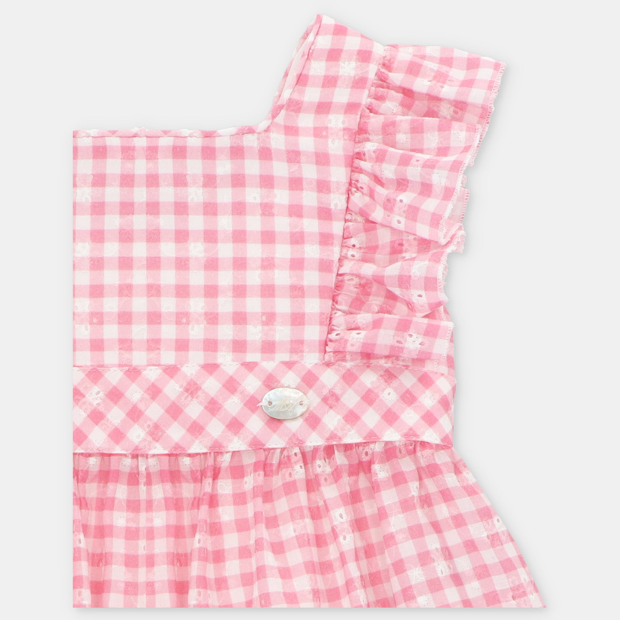 Vestido em vichy coral para menina da Martín Aranda "Alberta"
