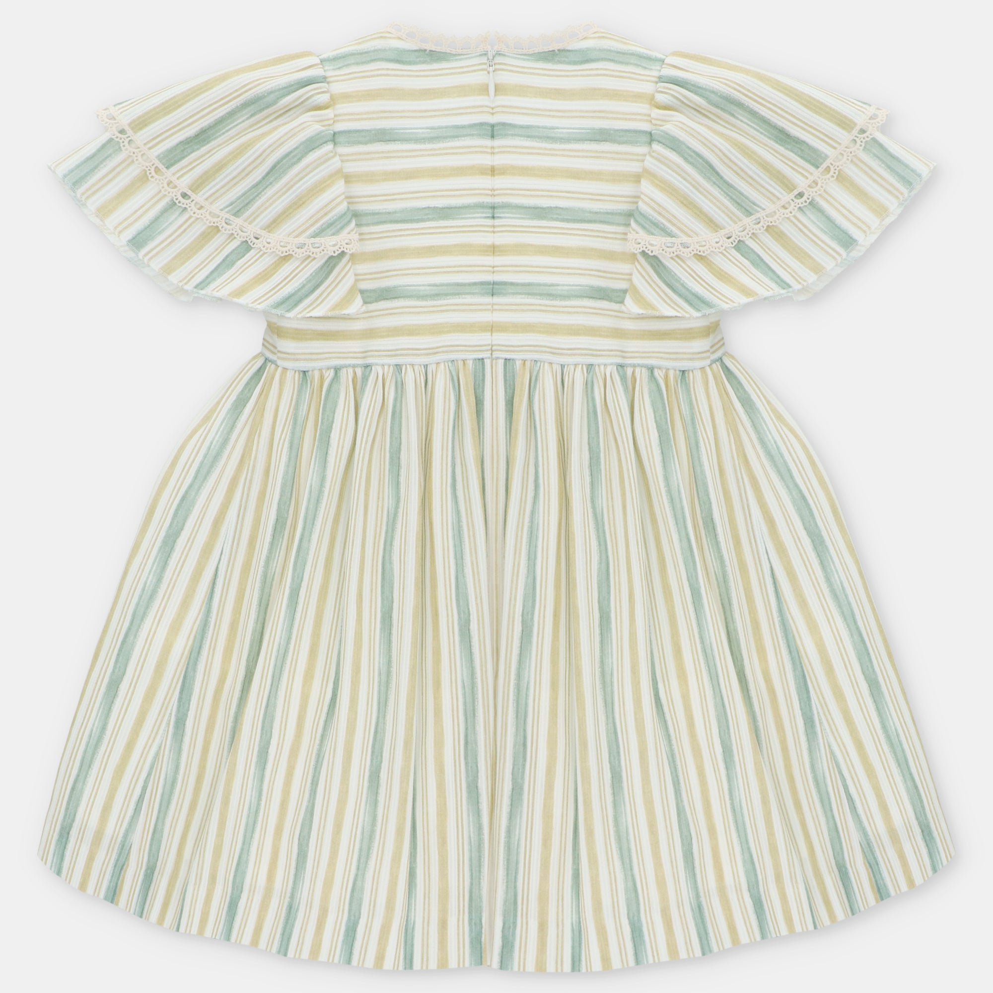 Vestido com estampado de riscas amarelas e verdes para menina da Martín Aranda "Edmonton"
