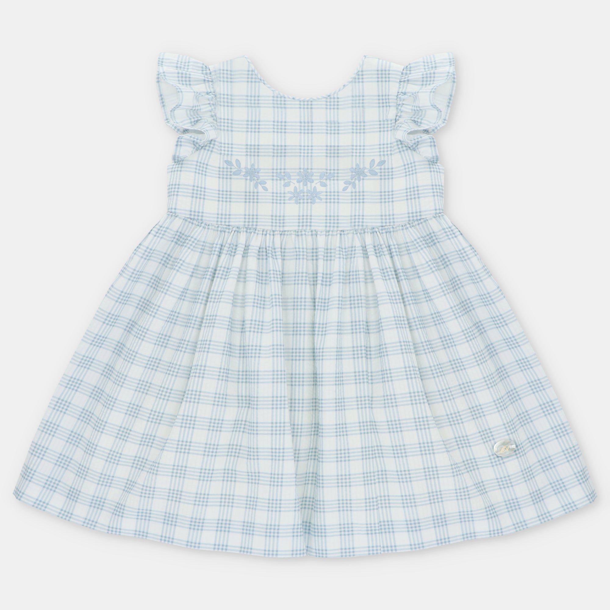 Vestido com quadrados azuis para menina da Martín Aranda "Ottawa"