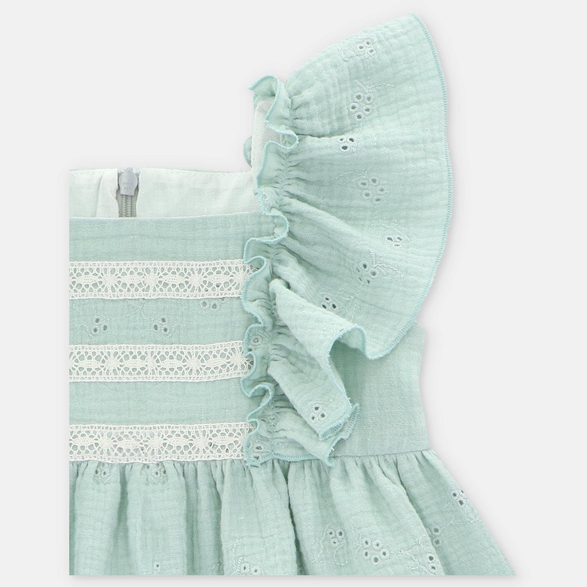 Vestido verde com bordado inglês para menina da Martín Aranda "Edmonton"